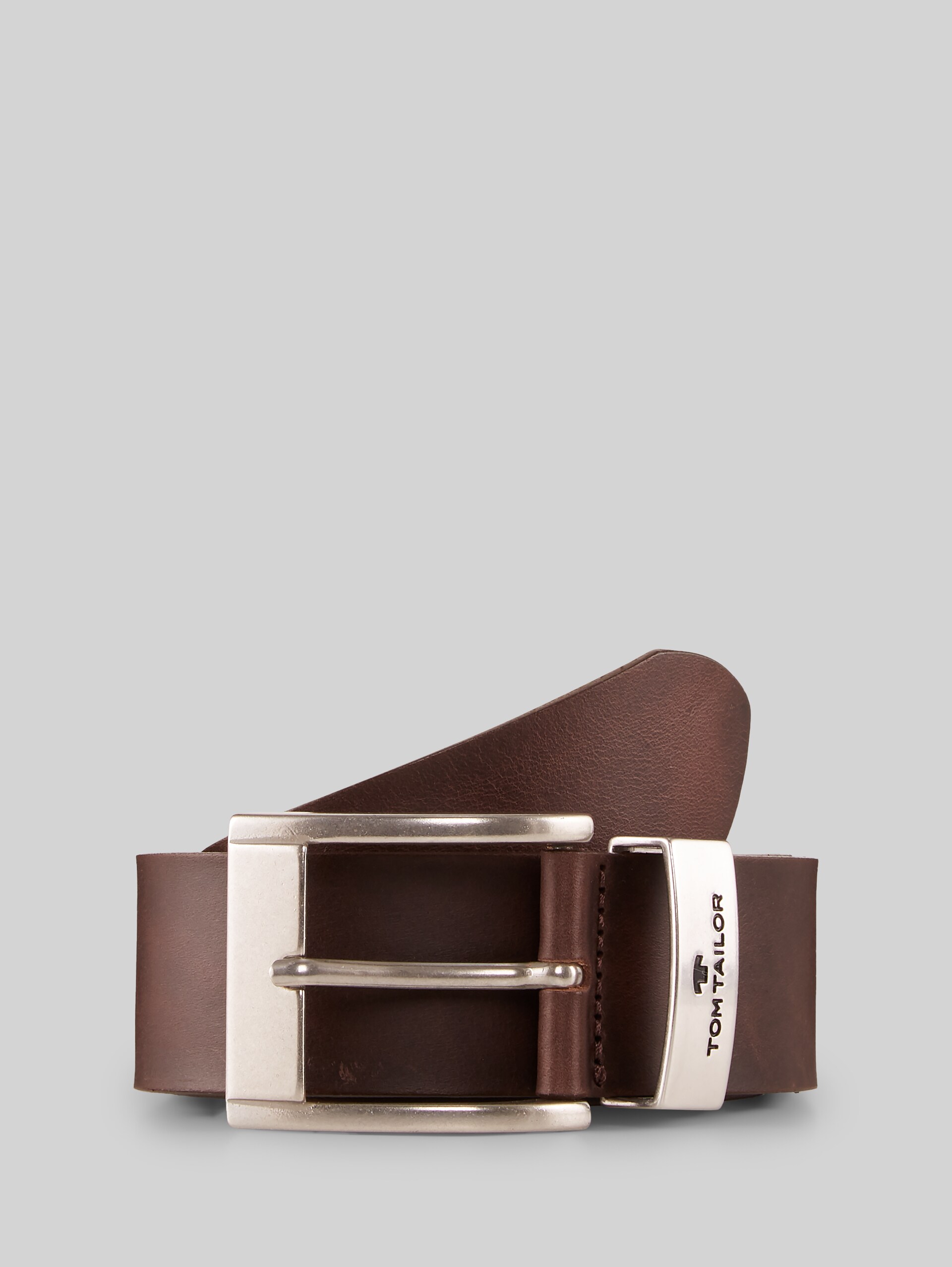 TTTOM leather belt with square pin buckle - brown uni - Front product view