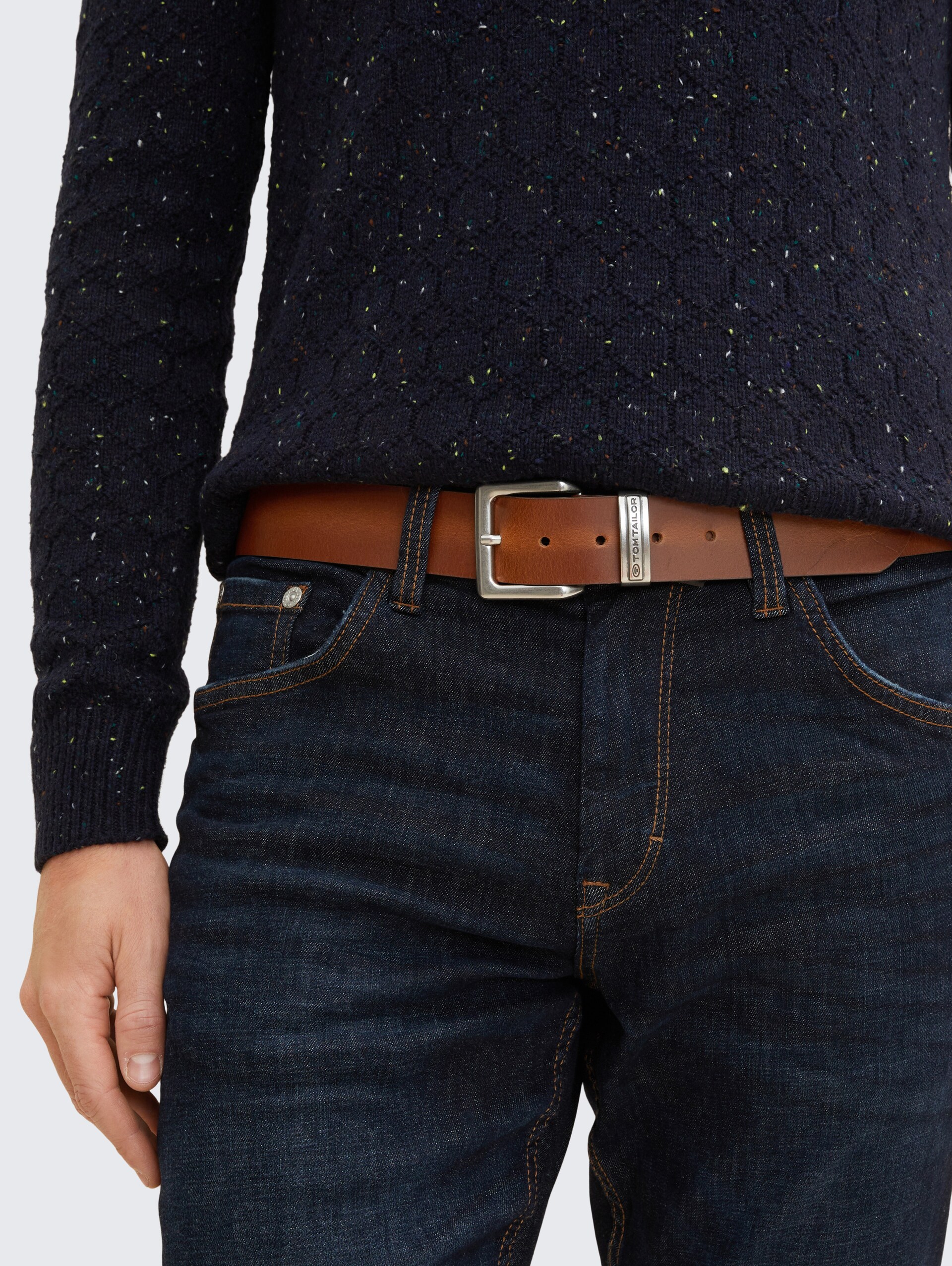TTTOM Ledergürtel mit eckiger Dornschließe - light brown uni