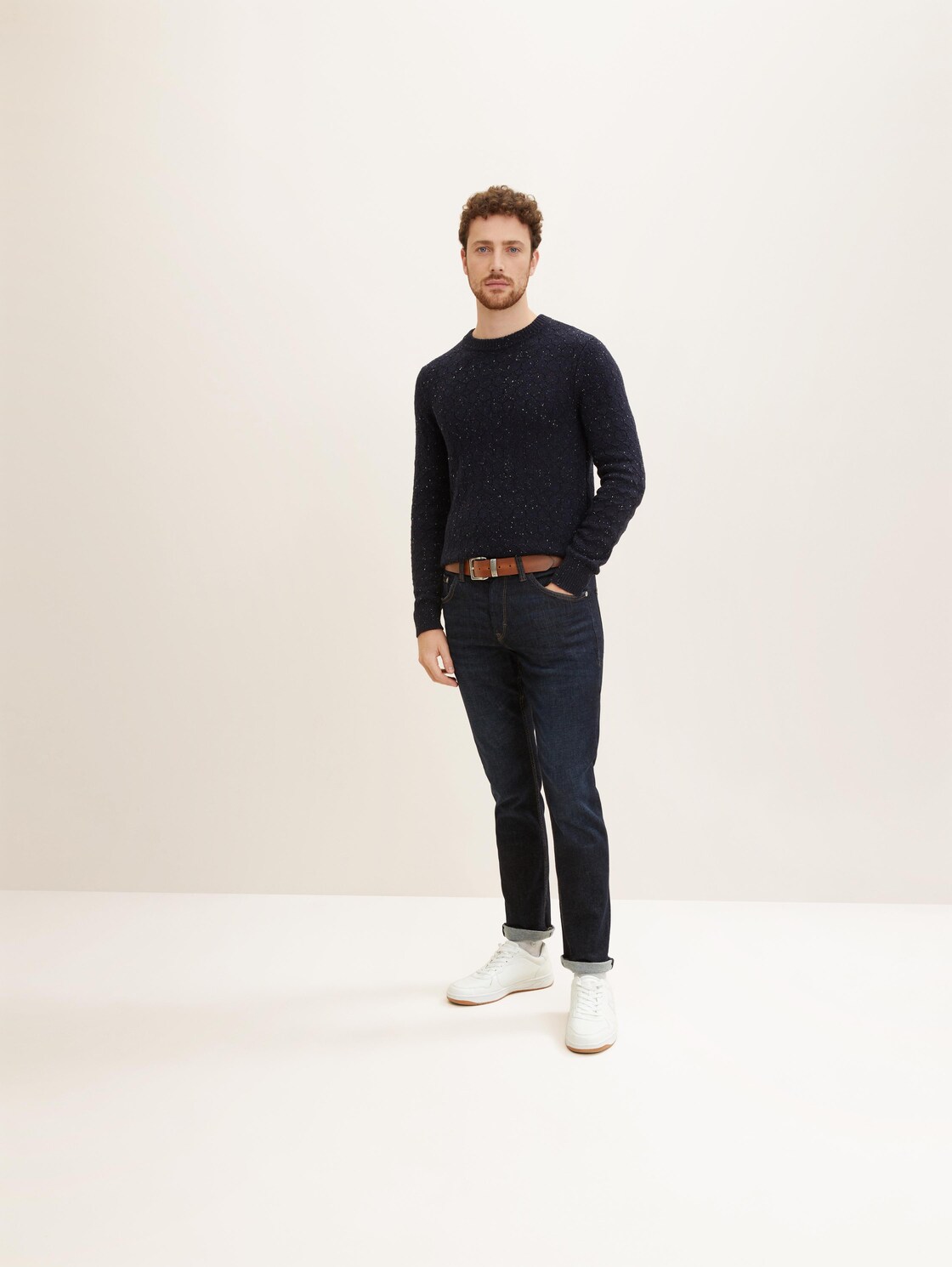 TTTOM Ledergürtel mit eckiger Dornschließe - light brown uni