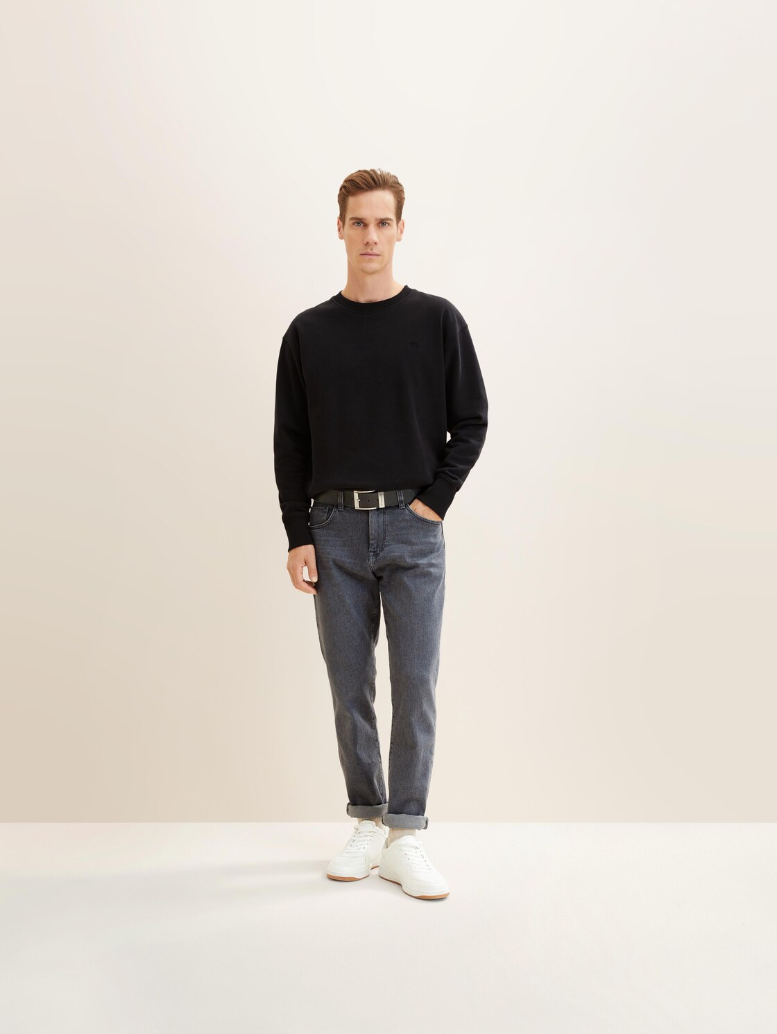 TTTOM Ledergürtel mit eckiger Dornschließe - black uni