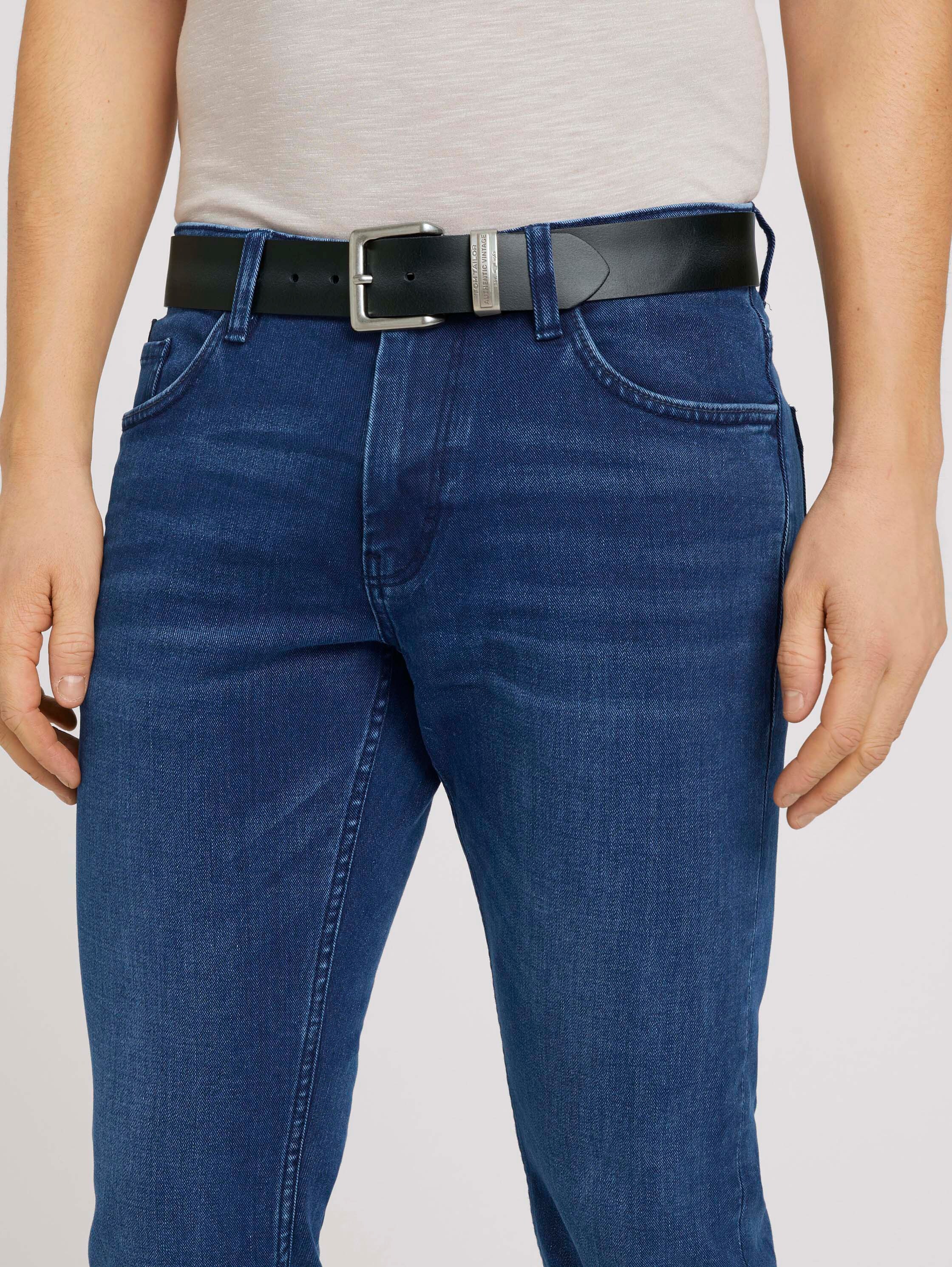 TTHARRY Ledergürtel mit eckiger Dornschließe von Men, navy uni