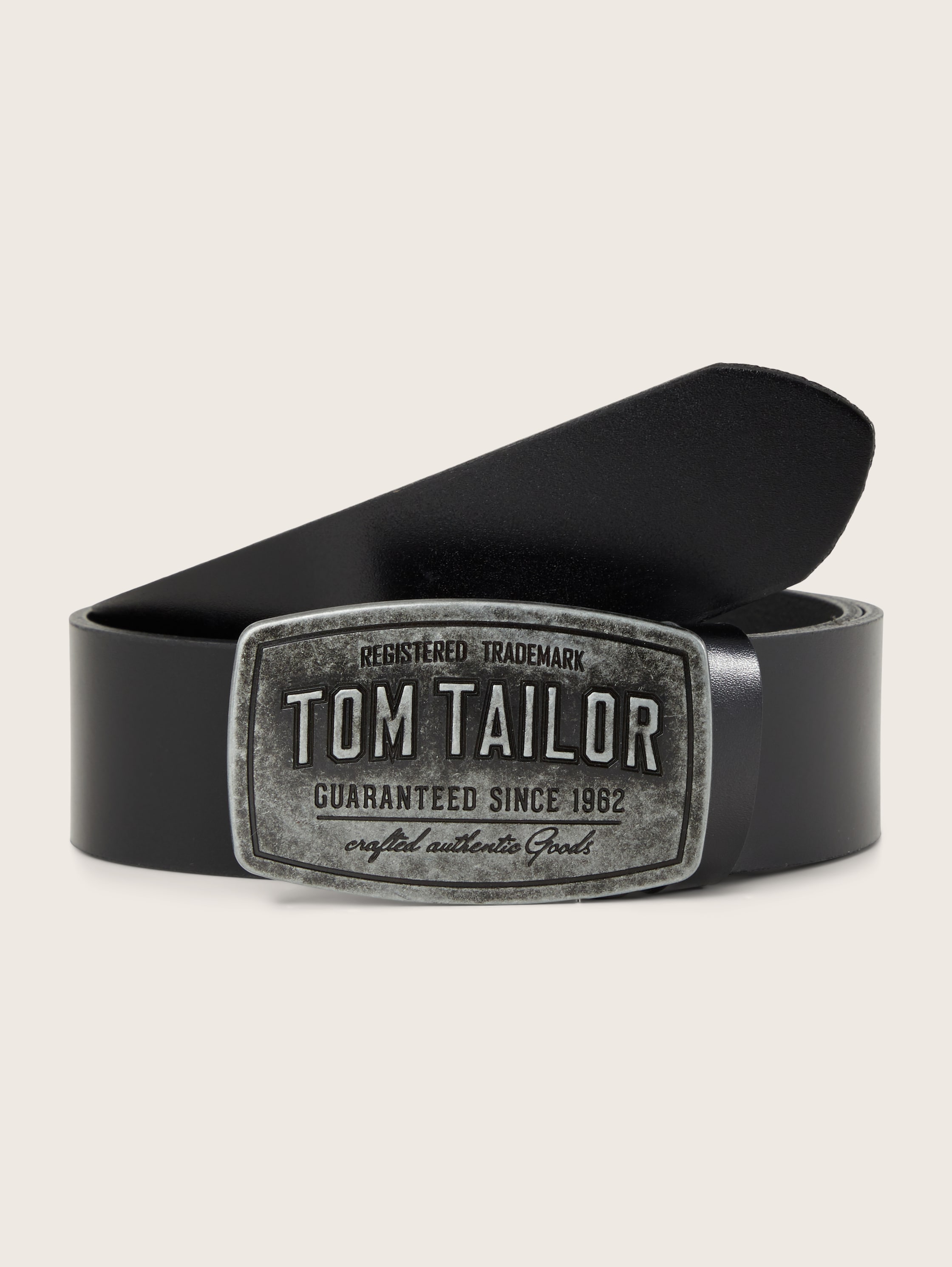 Ledergürtel mit geprägter Schnalle - black uni - Vorder-Produkt-Ansicht