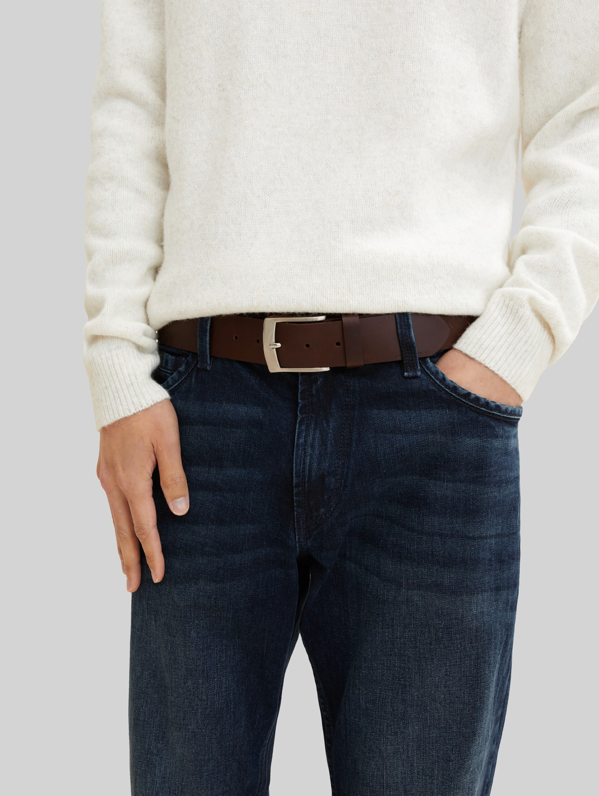 TTANDREW leather belt with square pin buckle - brown uni