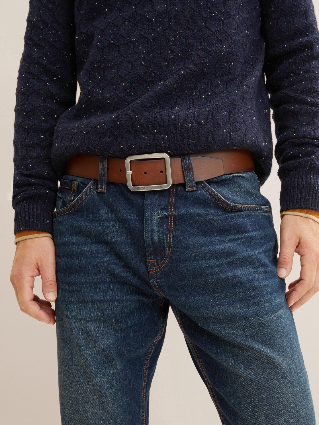 TTTED Ledergürtel mit eckiger Dornschließe - light brown uni