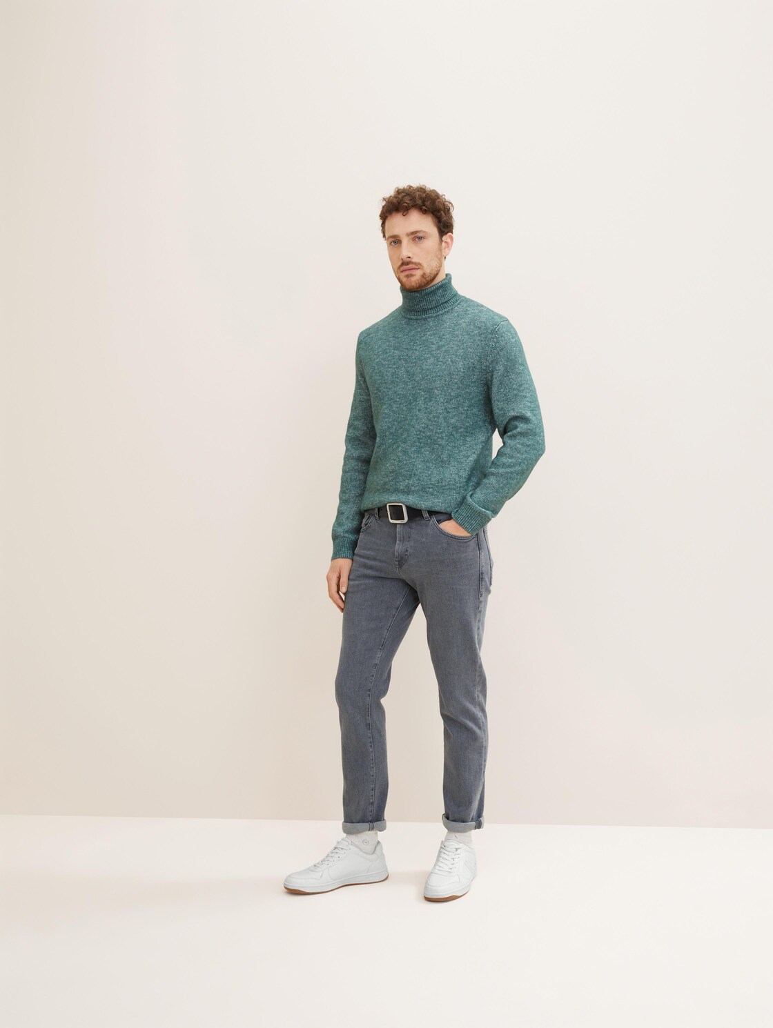 TTTED Ledergürtel mit eckiger Dornschließe - black uni