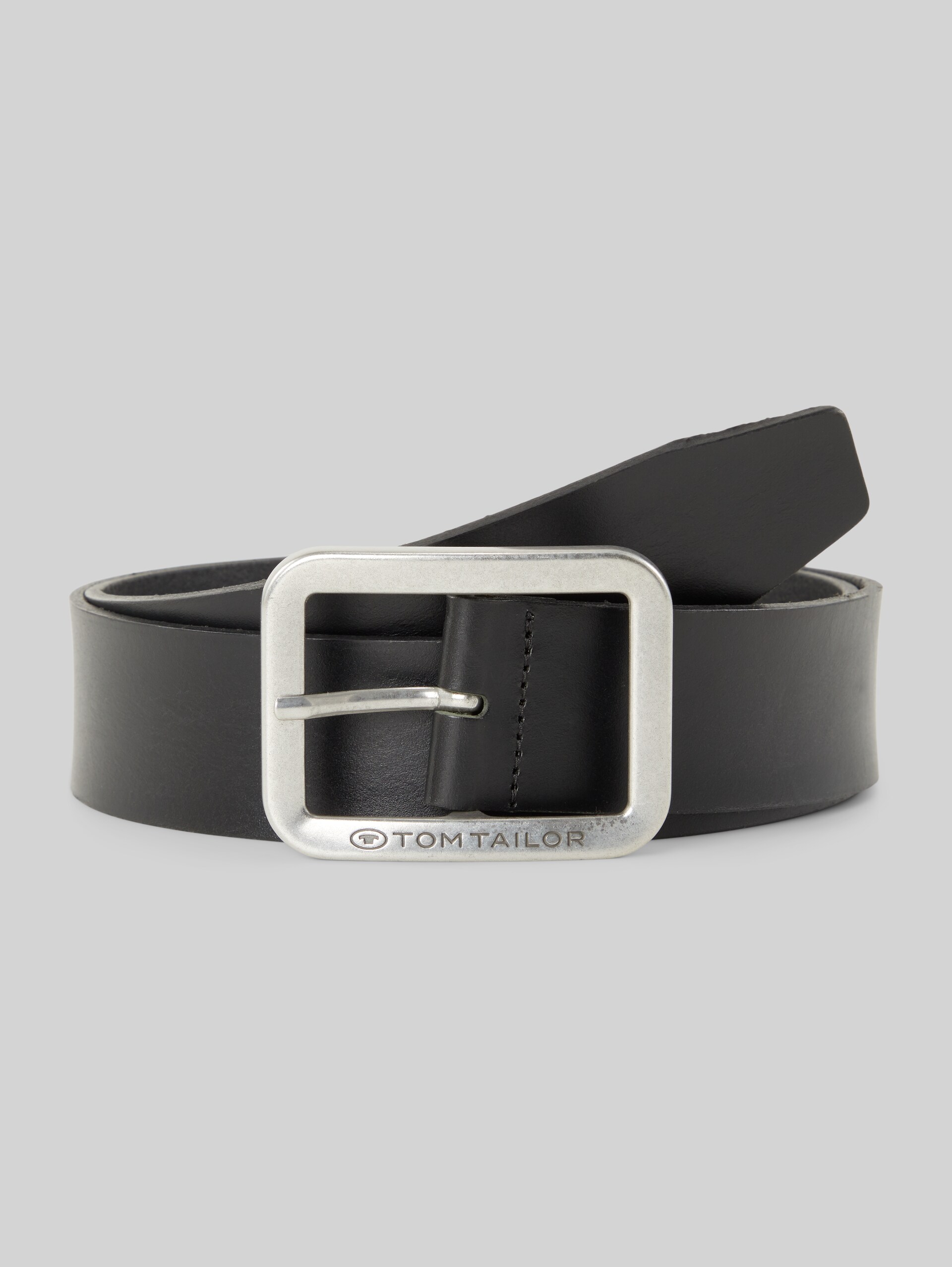 TTTED leather belt with square pin buckle - black uni - Front product view