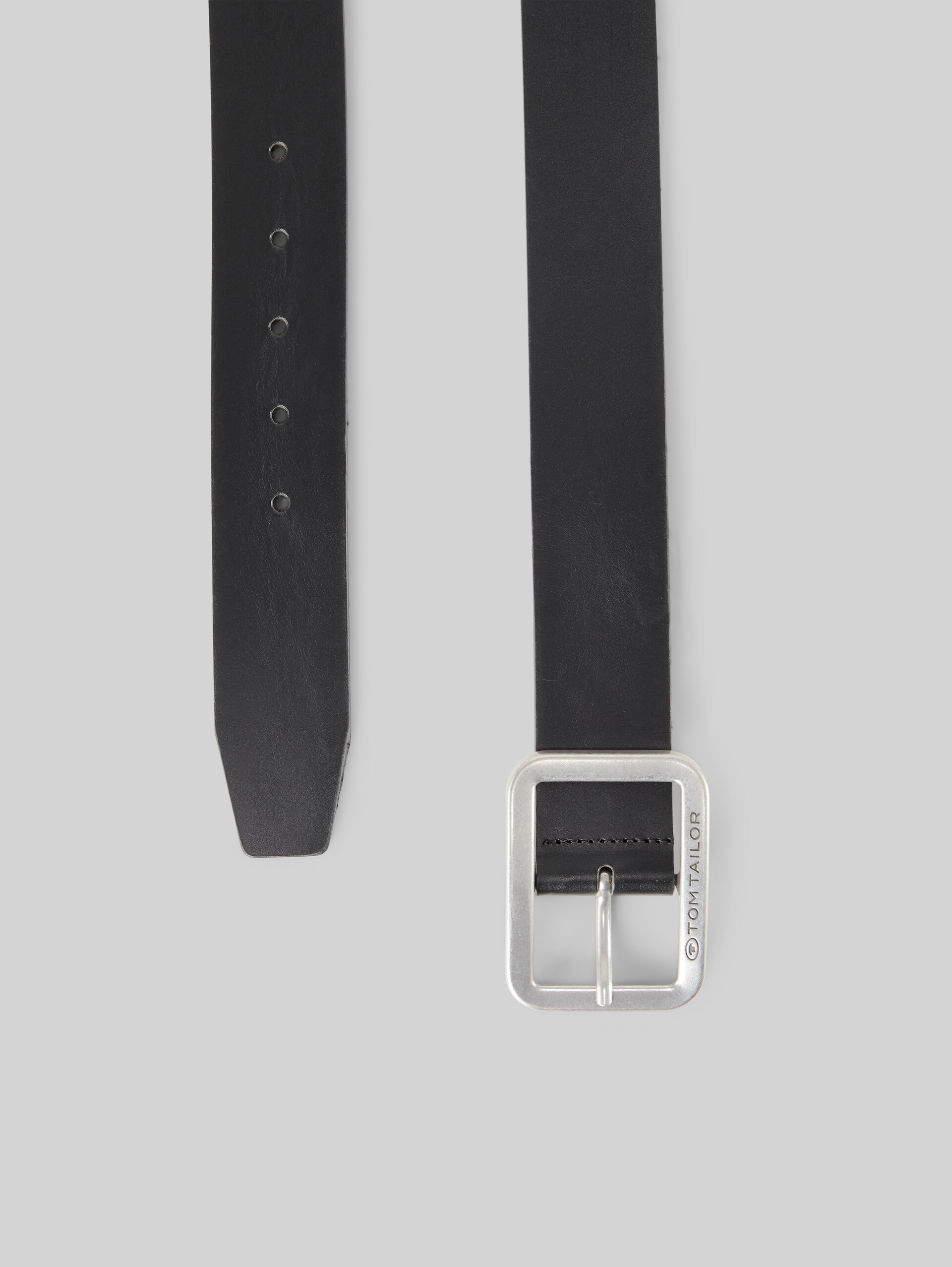 TTTED leather belt with square pin buckle - black uni - Product view from top 