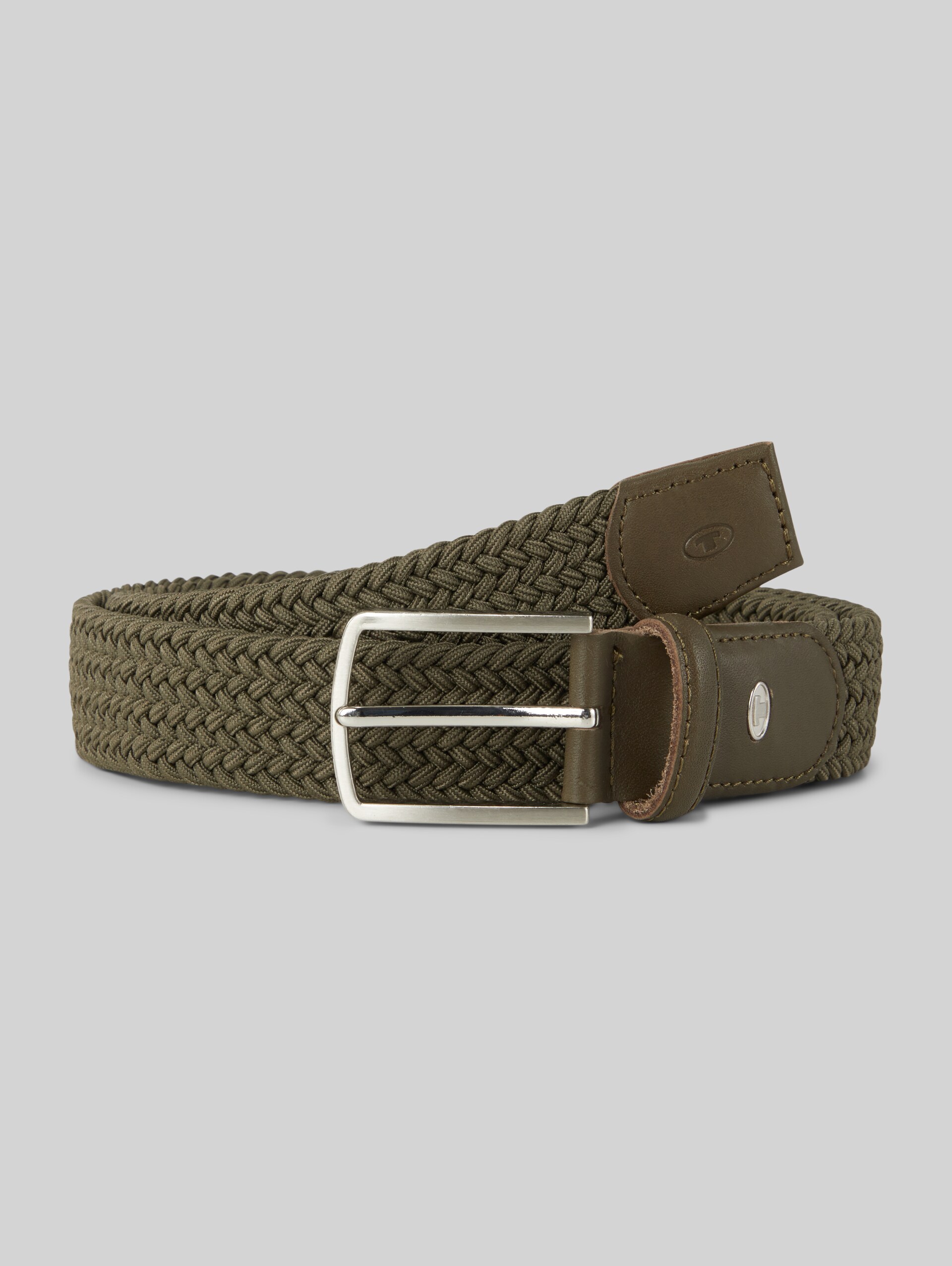 TTALEX elasticated braided belt with square pin buckle - olive uni - Front product view