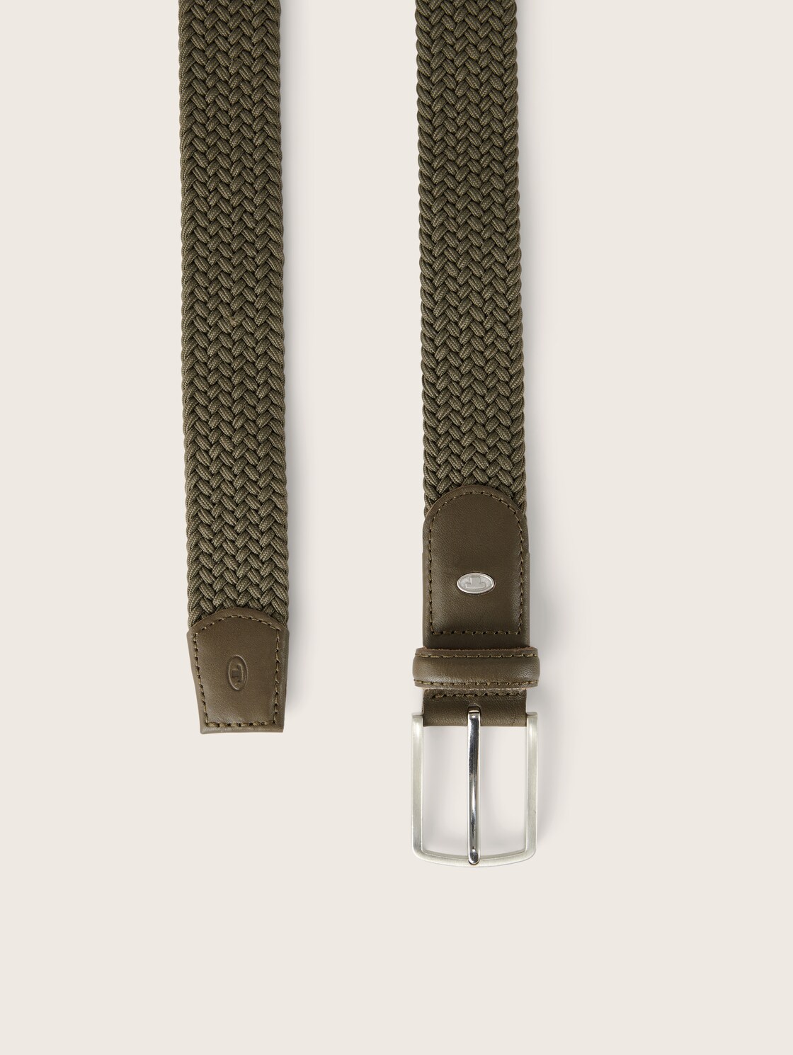 TTALEX elastischer Flechtgürtel mit eckiger Dornschließe - olive uni - Produkt-Ansicht von oben 