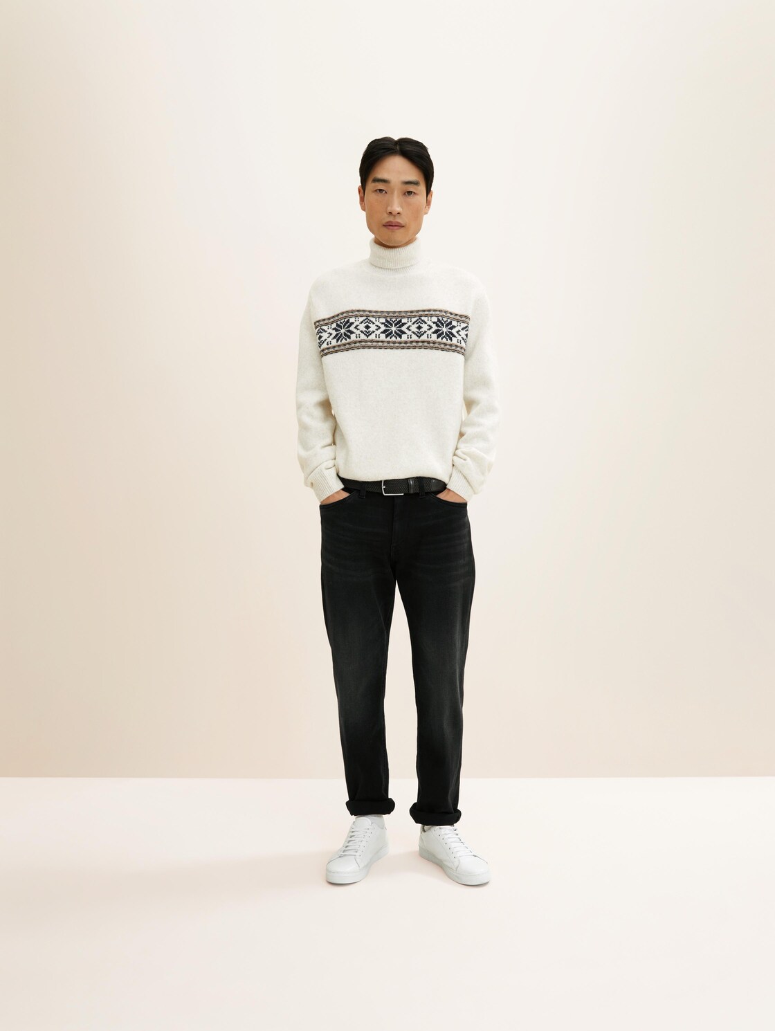 TTALEX elastischer Flechtgürtel mit eckiger Dornschließe - black uni