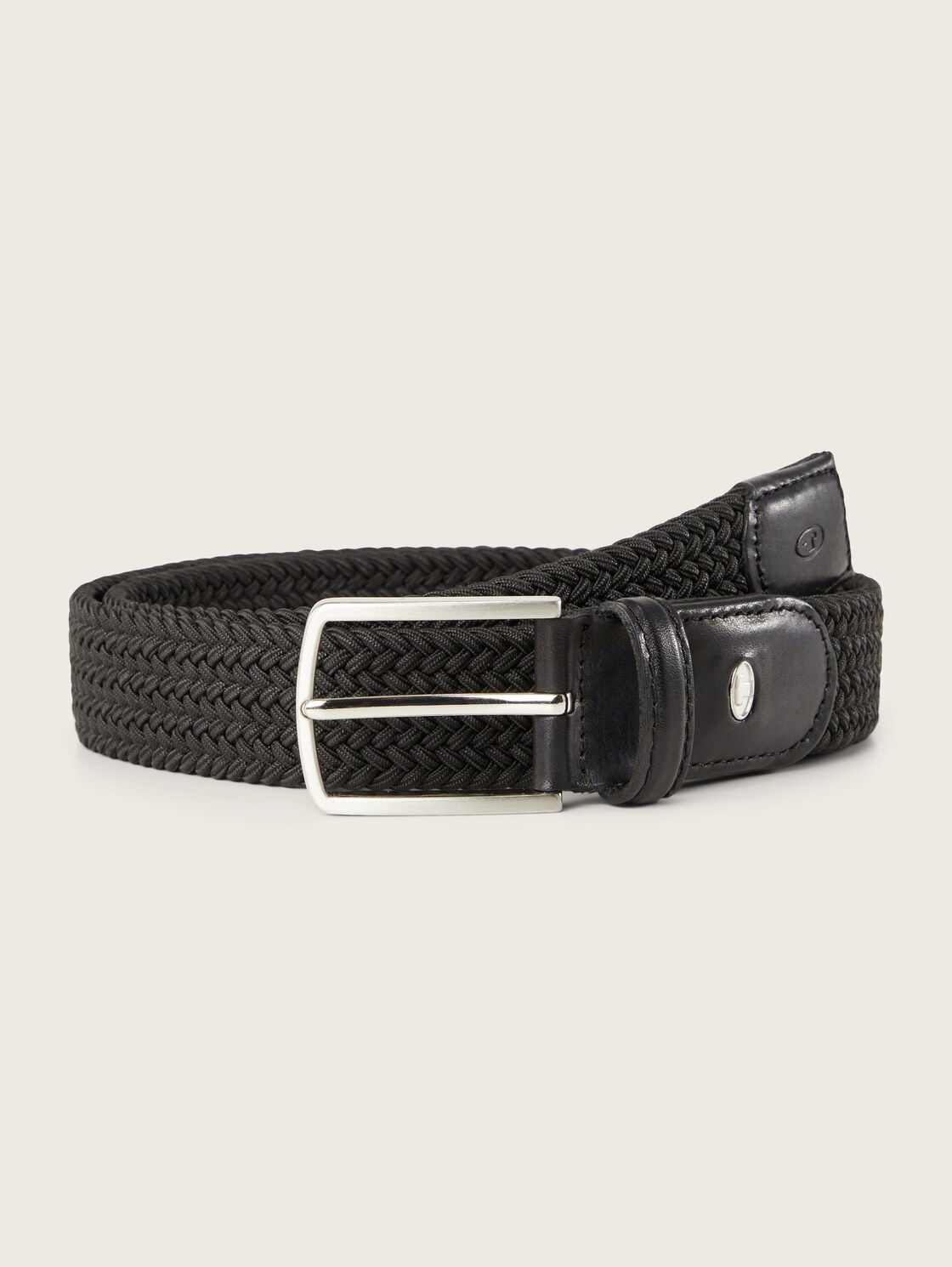 TTALEX elastischer Flechtgürtel mit eckiger Dornschließe - black uni - Vorder-Produkt-Ansicht