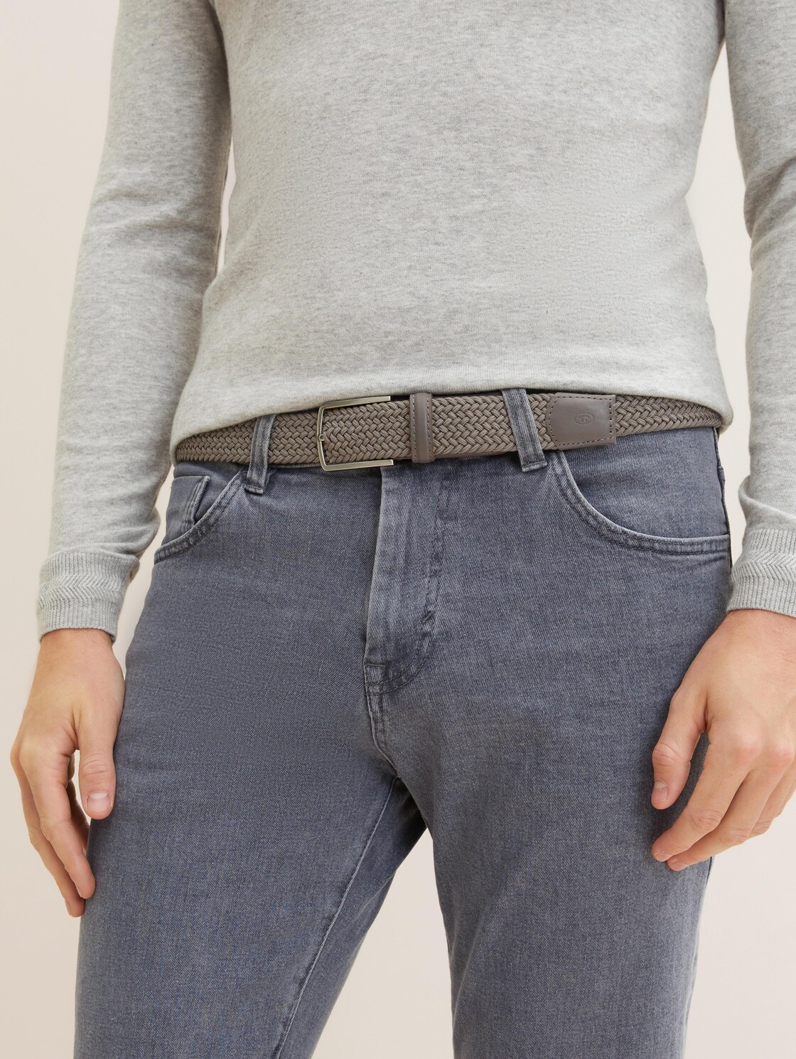 TTALEX elastischer Flechtgürtel mit eckiger Dornschließe - silver uni