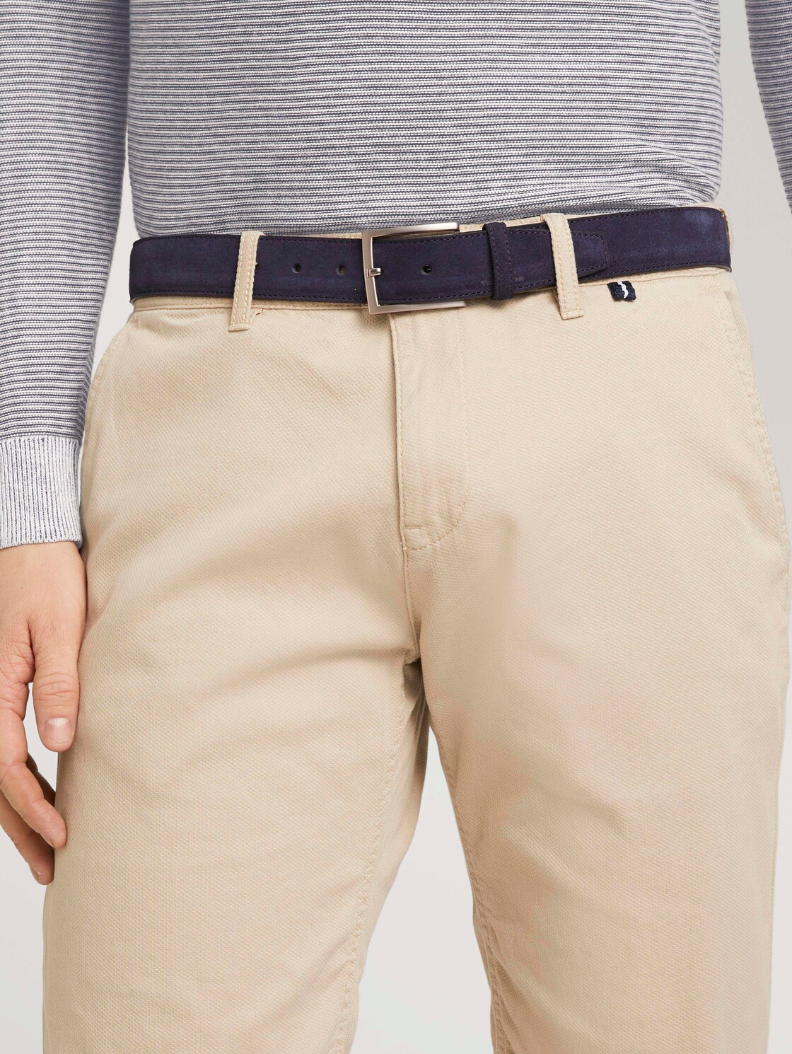 TTFRANK Velourledergürtel mit eckiger Dornschließe - navy uni