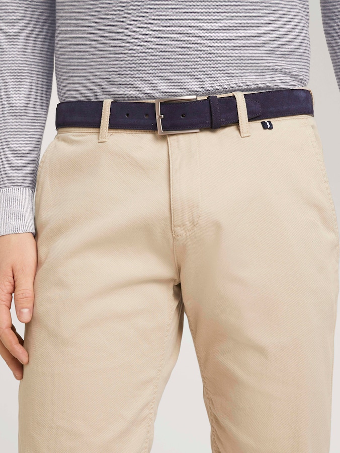 TTFRANK Velourledergürtel mit eckiger Dornschließe von Men, navy uni