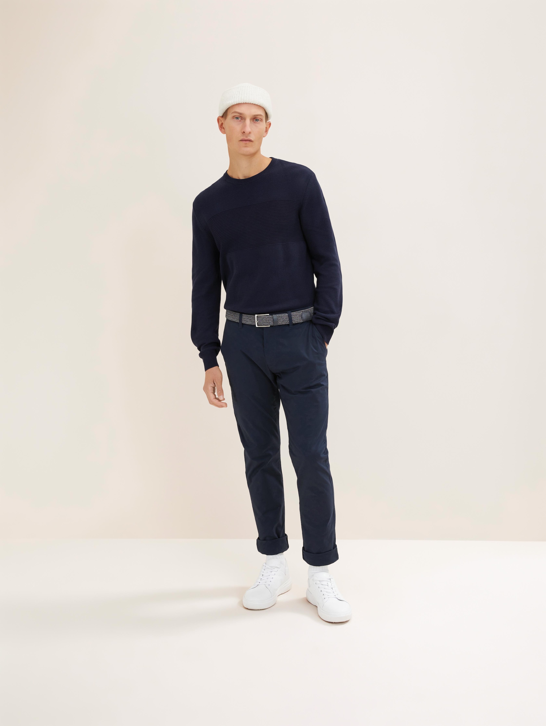 TTOSCAR elastischer Flechtgürtel mit eckiger Dornschließe - navy uni