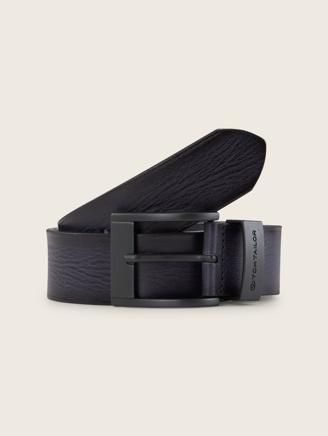 TTTHOMAS leather belt with square pin buckle - navy uni - Front product view