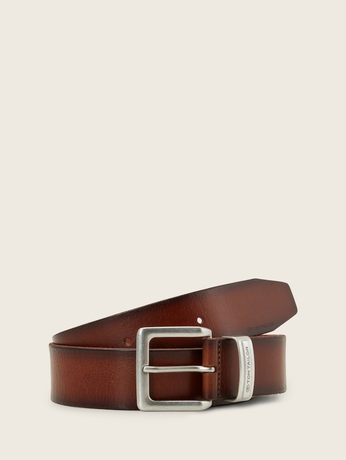 TTJACOB leren riem met vierkante gesp door Men, light brown