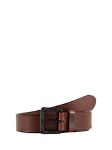 Geselecteerd, Lederen riem met vierkante gesp door Tom Tailor, bruin