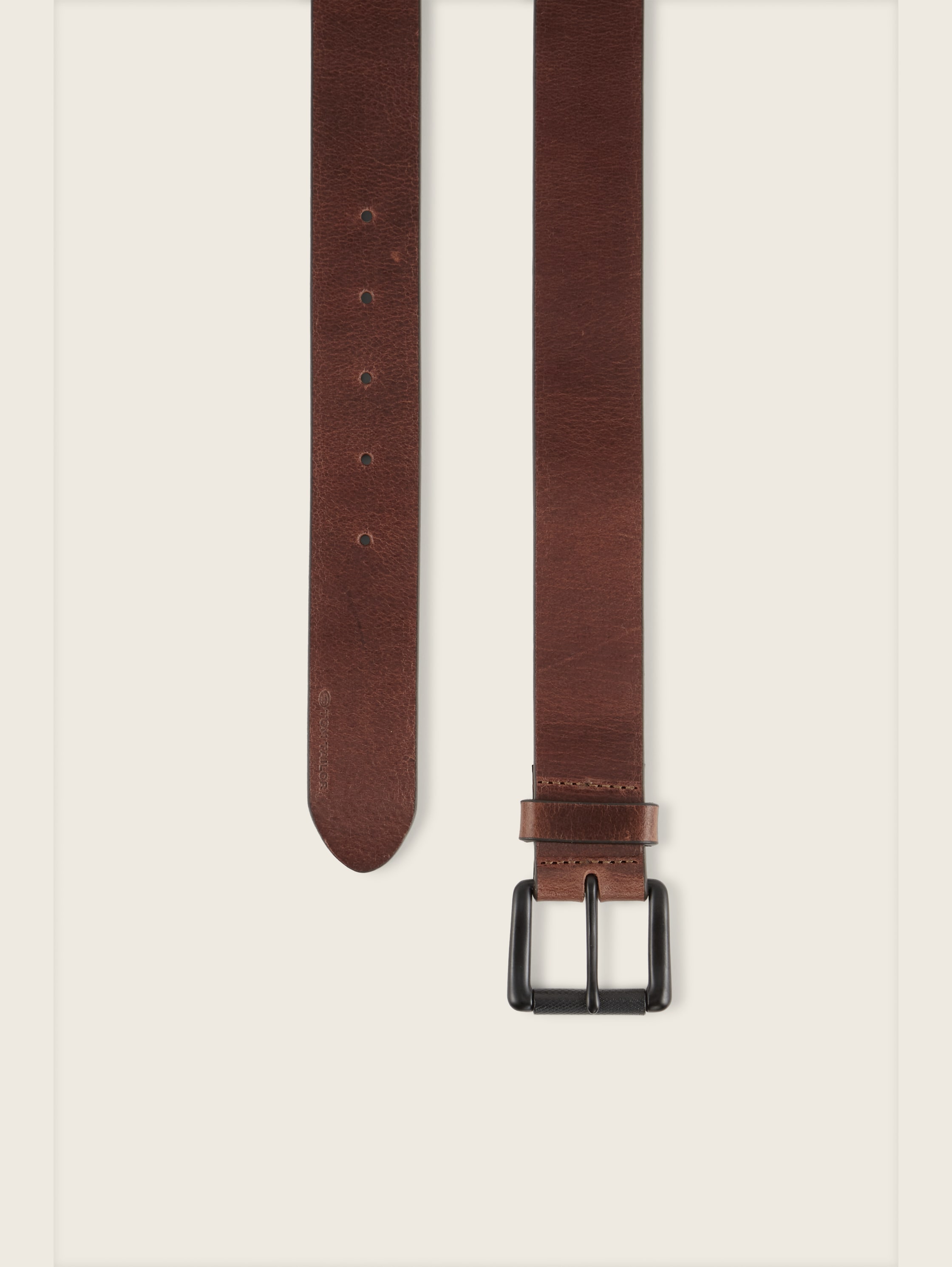 Lederen riem met vierkante gesp - brown uni - Bovenaanzicht product 