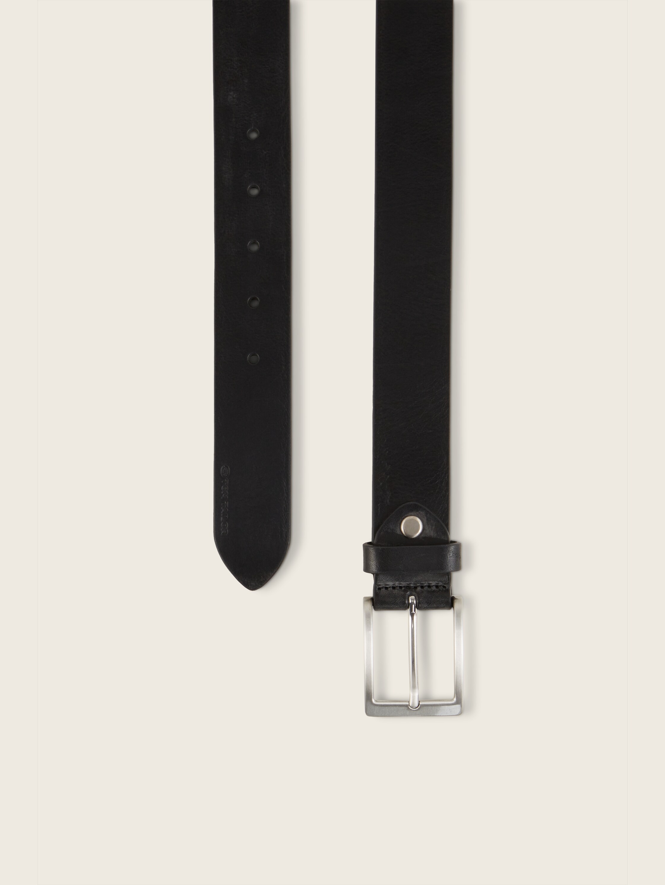 TTJADEN Ledergürtel mit eckiger Dornschließe - black_uni - 