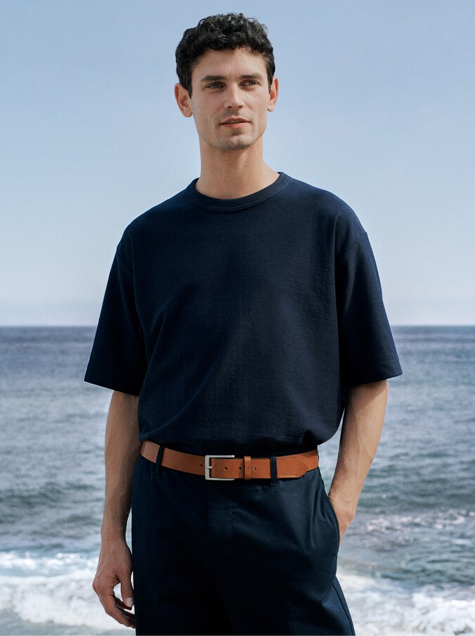 TTJADEN Ledergürtel mit eckiger Dornschließe von Men, light brown uni