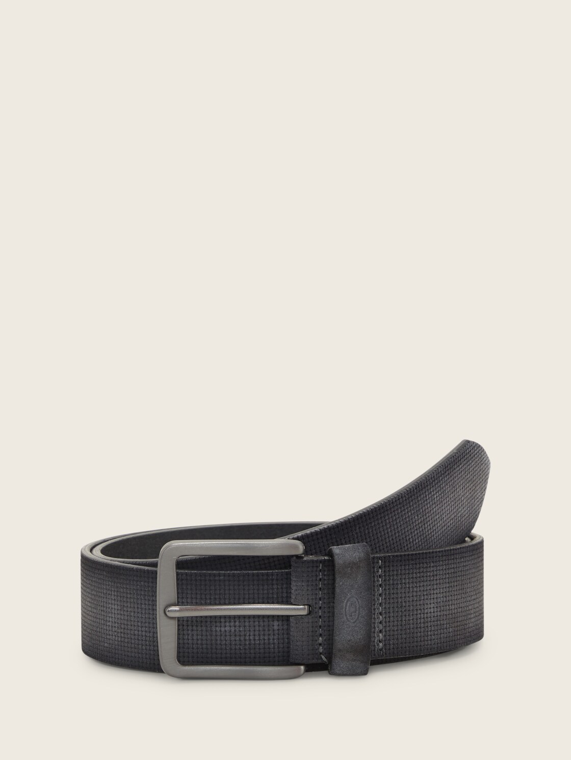 TTBART Ledergürtel mit eckiger Dornschließe - grey uni - Vorder-Produkt-Ansicht