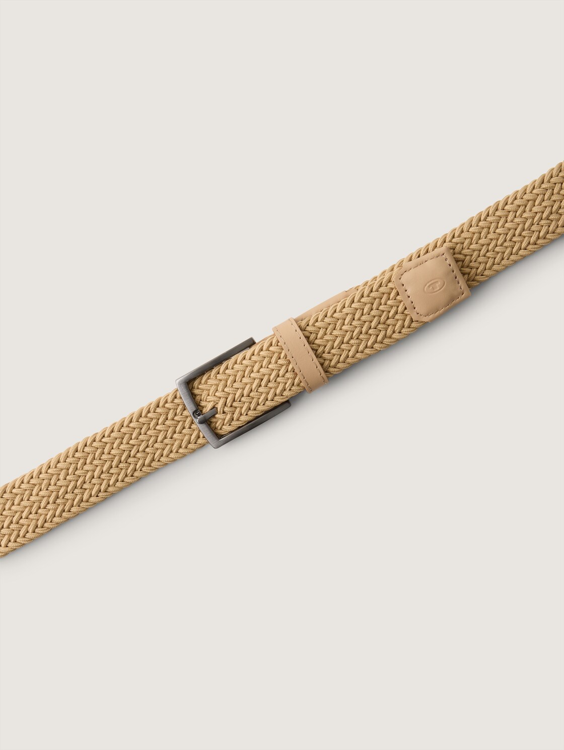 TTJAMIE Elastischer Flechtgürtel mit eckiger Dornschließe - beige - Produkt-Ansicht von oben 