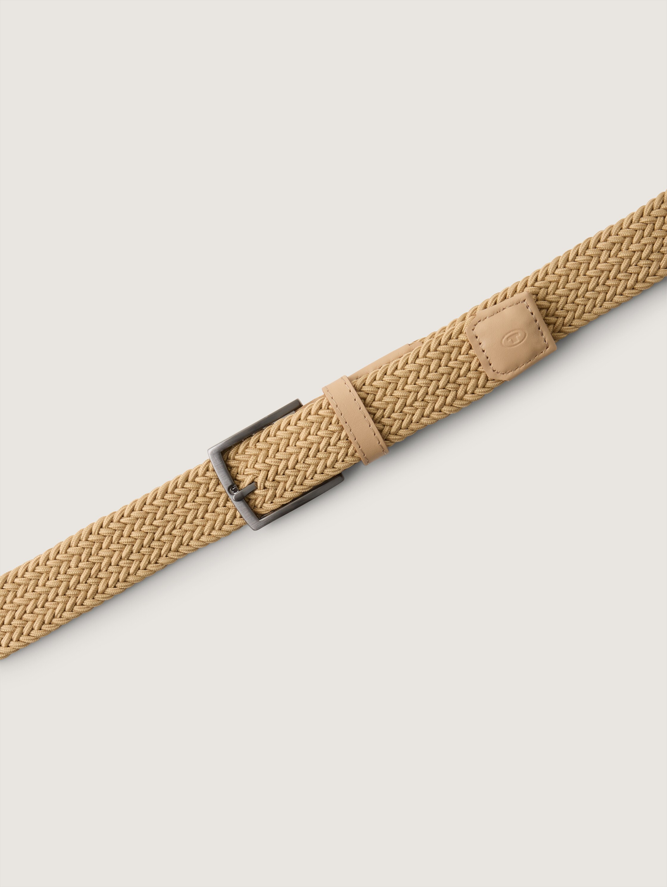 TTJAMIE elastische gevlochten riem met vierkante gesp - beige - 