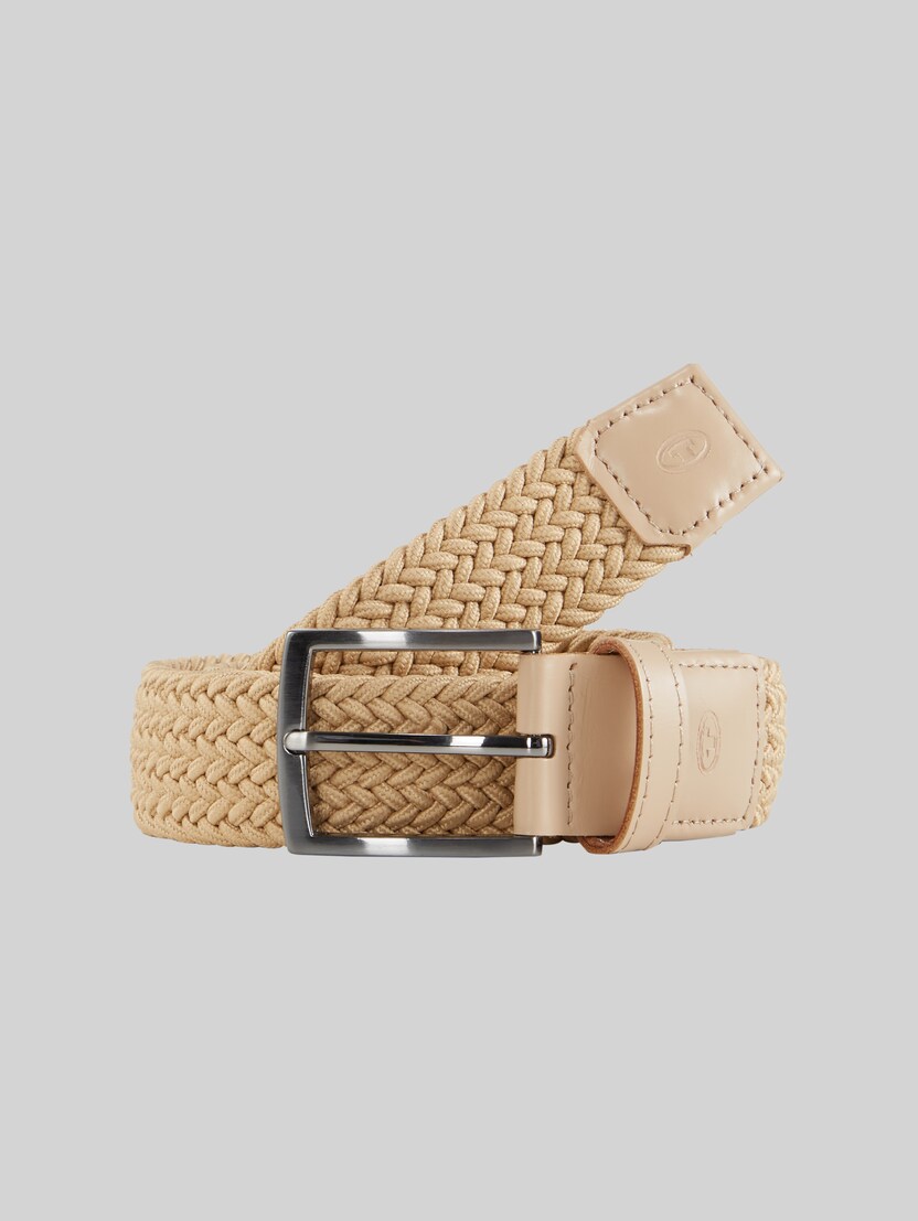 TTJAMIE Elastischer Flechtgürtel mit eckiger Dornschließe von Men, beige