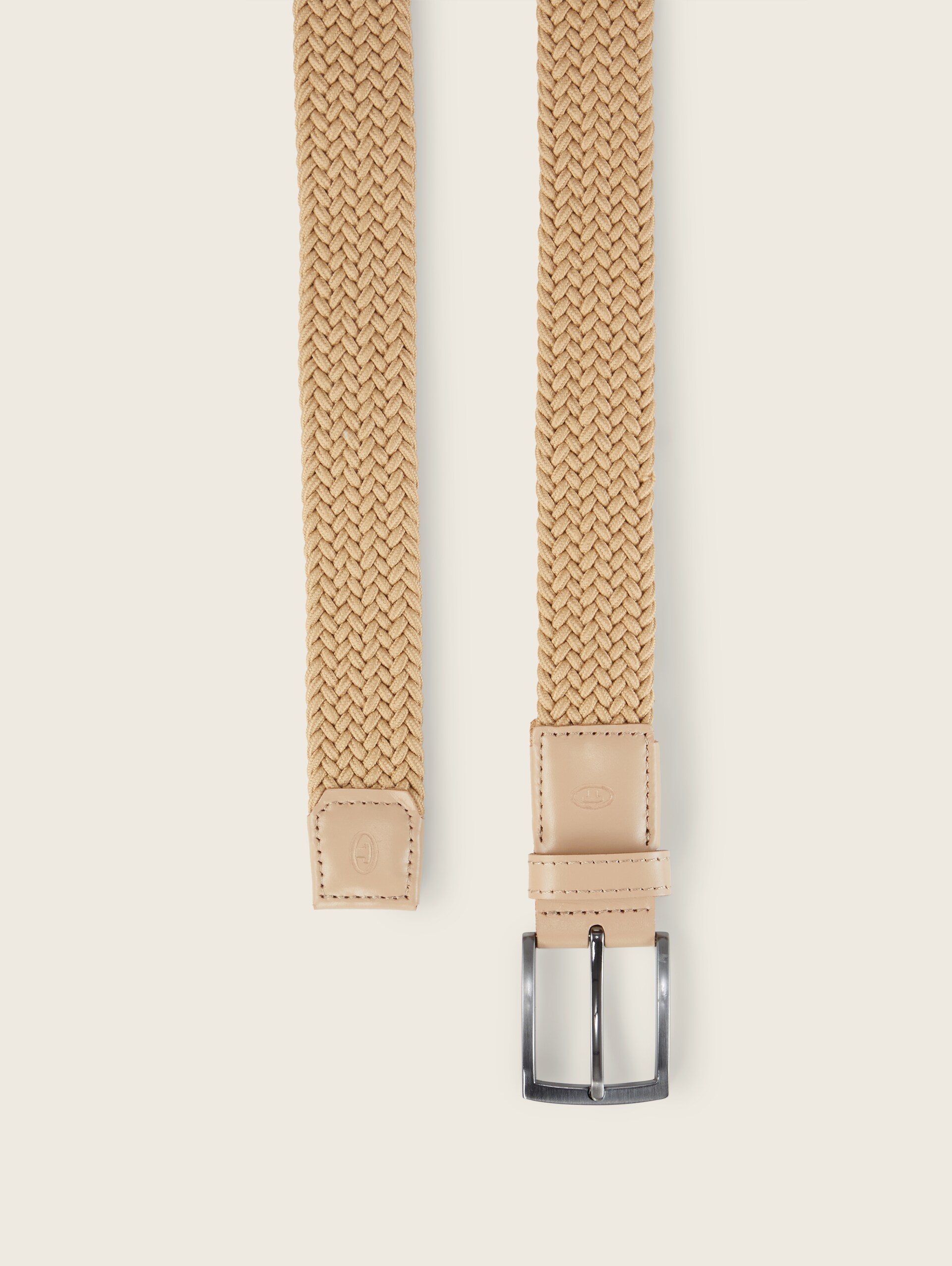 TTJAMIE elastische gevlochten riem met vierkante gesp - beige - Bovenaanzicht product 