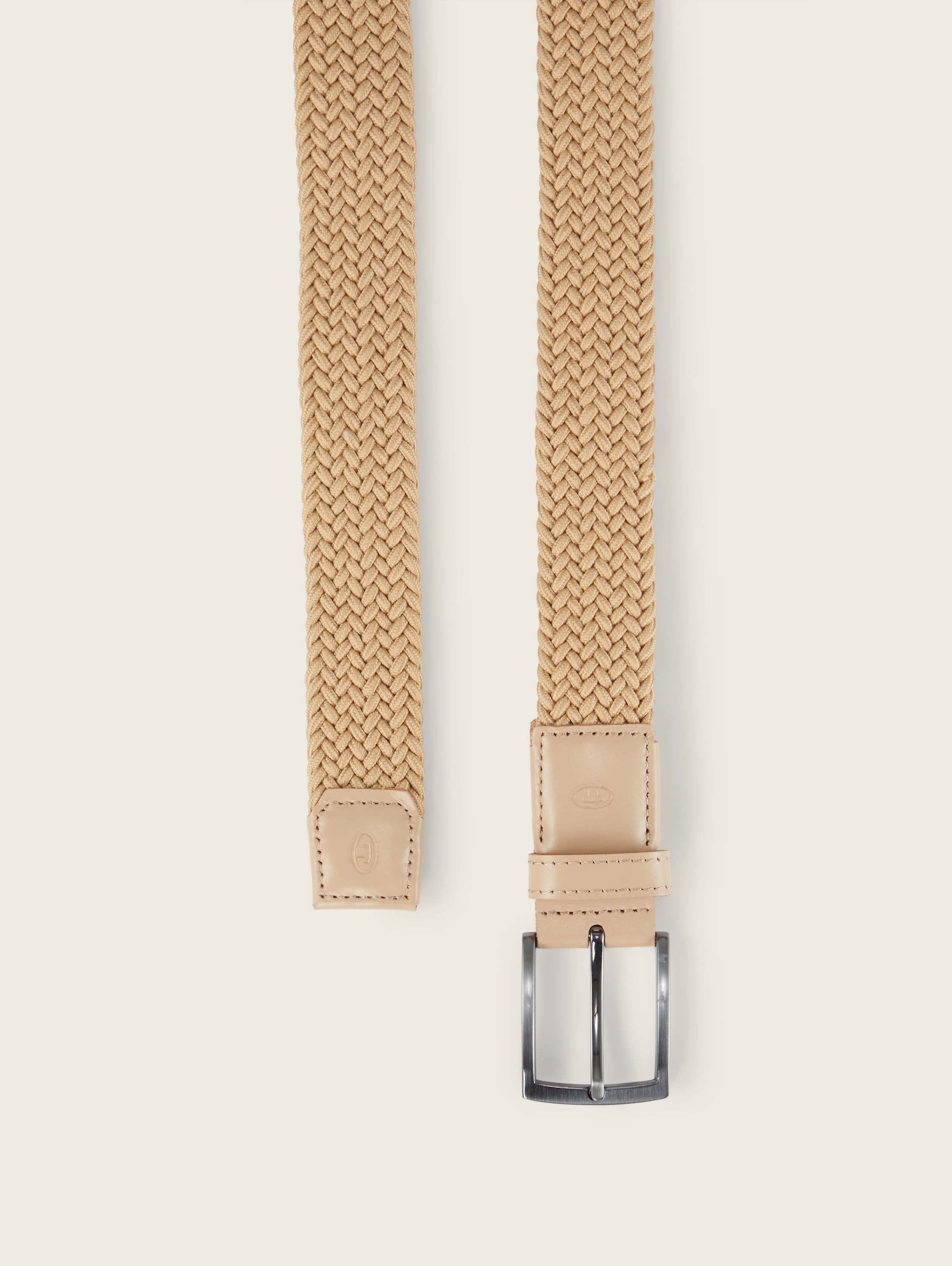 TTJAMIE elastische gevlochten riem met vierkante gesp - beige - 