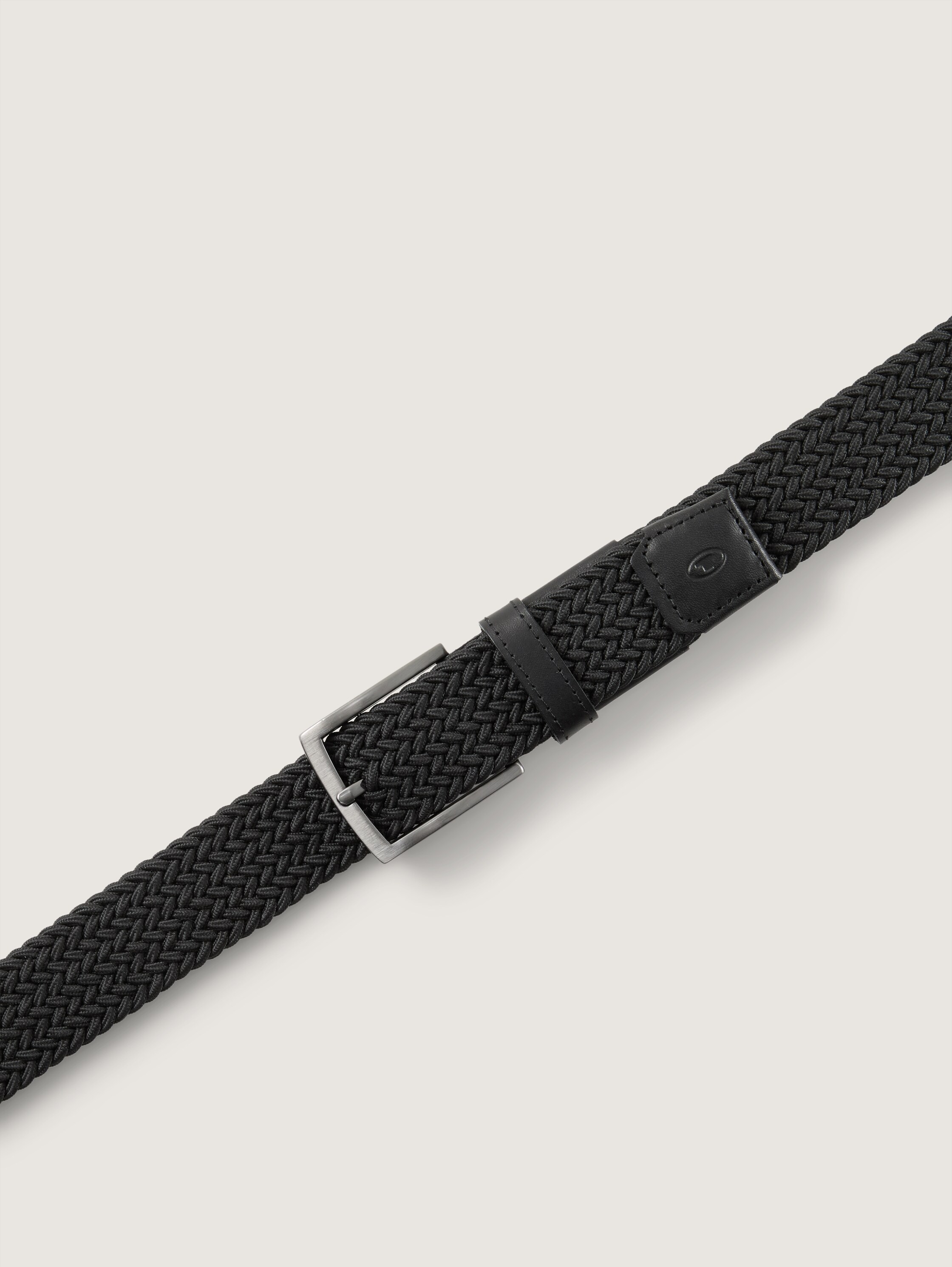 TTJAMIE elastische gevlochten riem met vierkante gesp - black_uni - 
