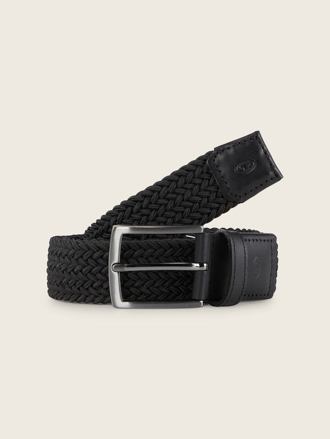 TTJAMIE elasticated braided belt with square pin buckle by Men, black uni