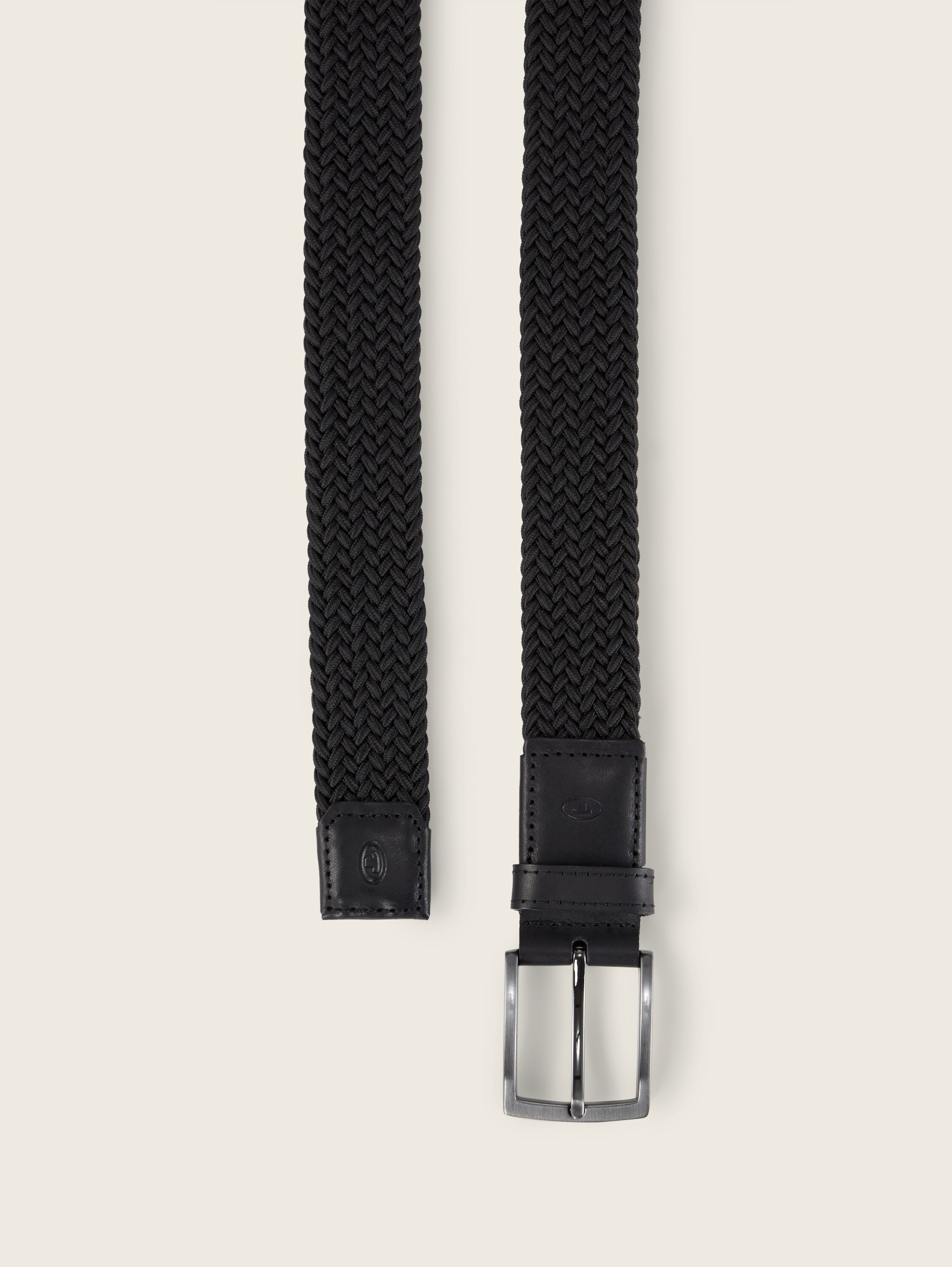 TTJAMIE elastische gevlochten riem met vierkante gesp - black_uni - 
