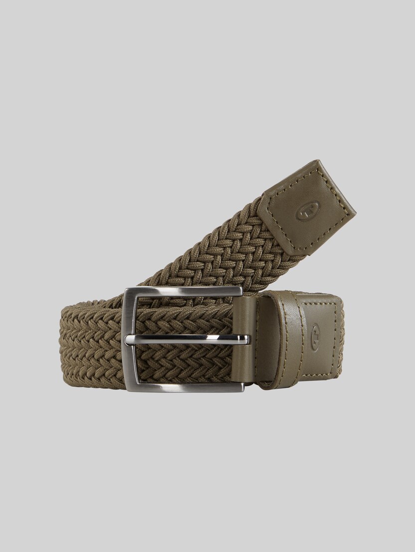 TTJAMIE elasticated braided belt with square pin buckle by Men, oliv uni