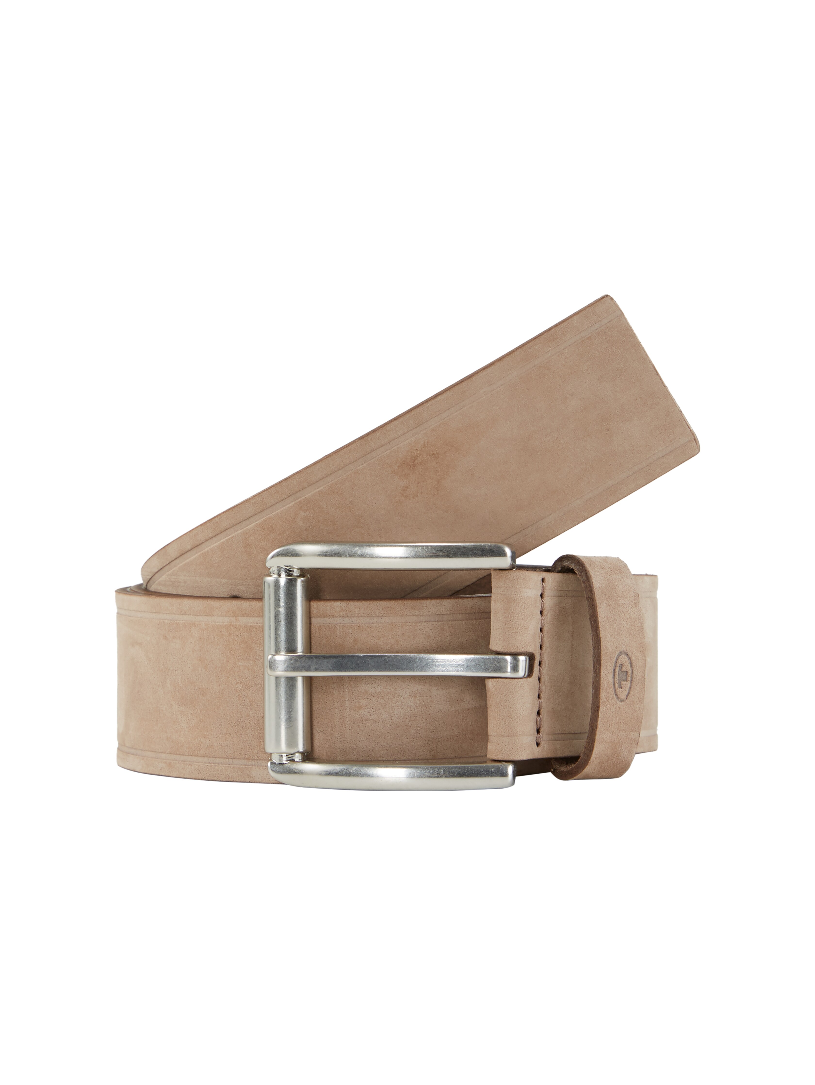 TTJAY leather belt with square pin buckle in beige by Tom Tailor
