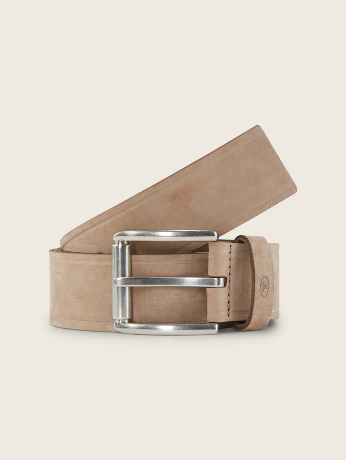 TTJAY leather belt with square pin buckle by Men, taupe uni
