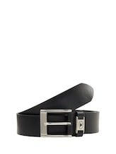 Selected, TTNATHAN leather belt with square pin buckle by Tom Tailor, black