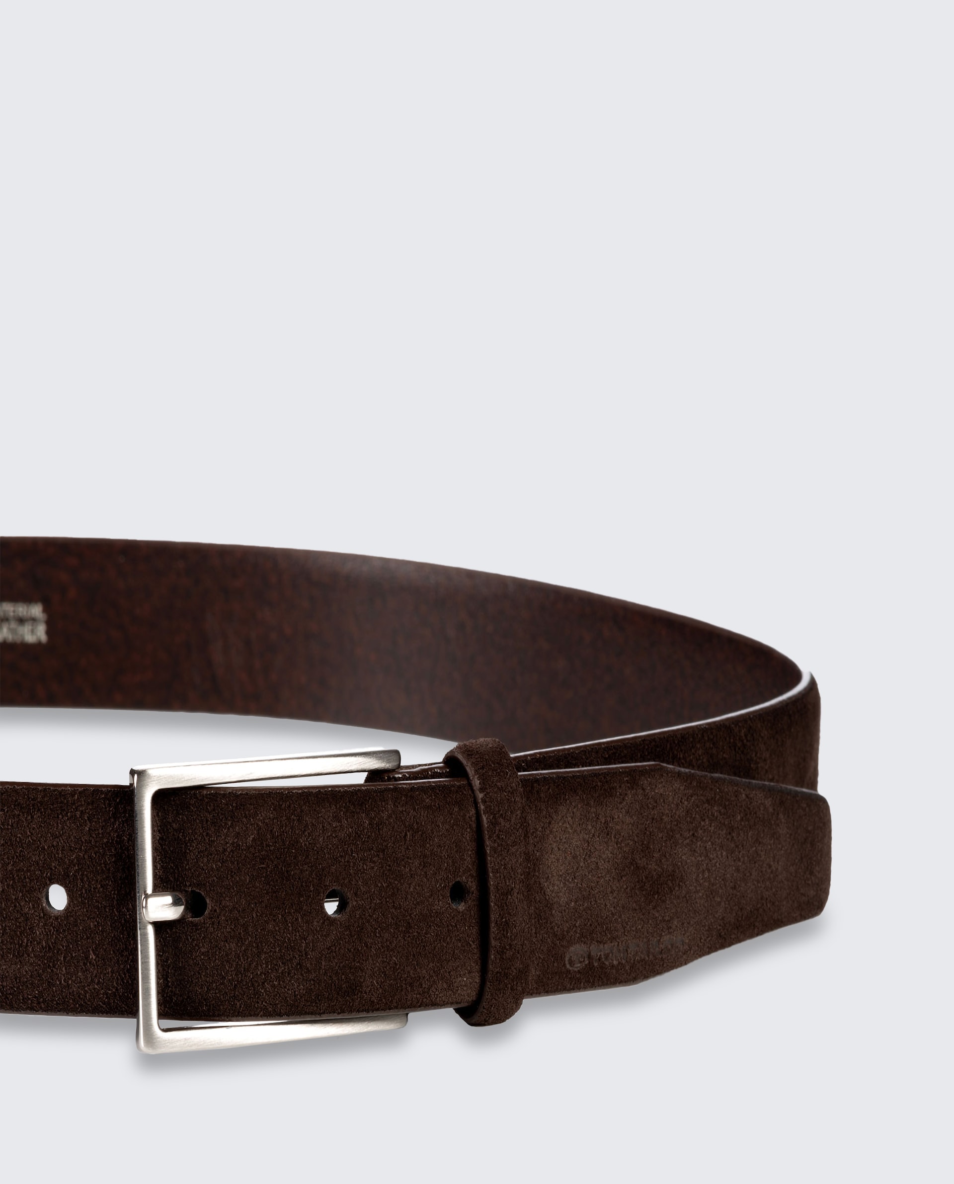 TTLOGAN suede belt with square pin buckle - dark brown uni - Product view from top 