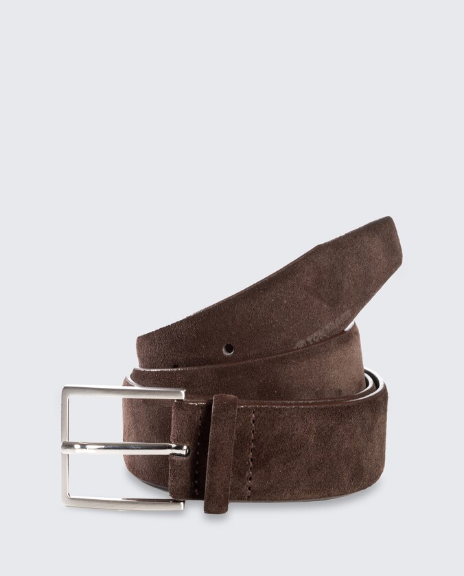 TTLOGAN suède riem met vierkante gesp door Men, dark brown uni