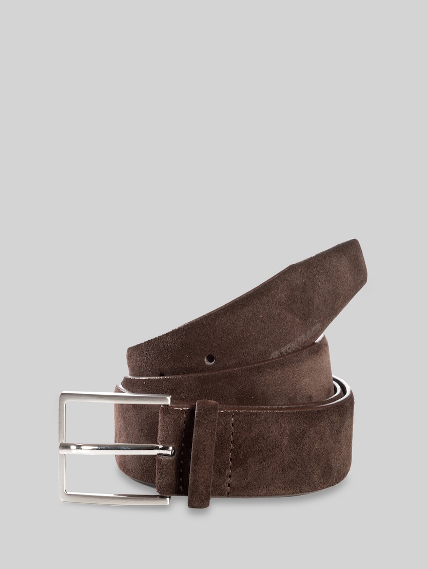 TTLOGAN suede belt with square pin buckle by Men, dark brown uni