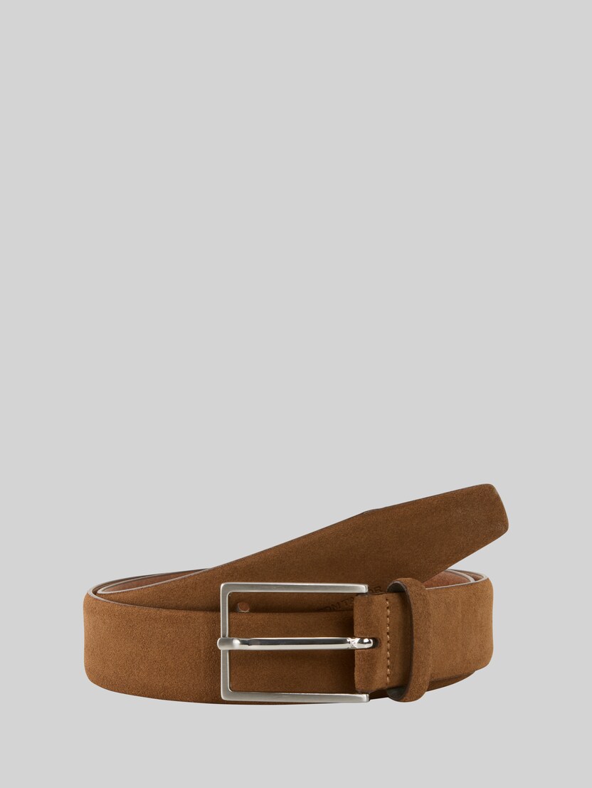 TTLOGAN suede belt with square pin buckle by Men, cognac uni