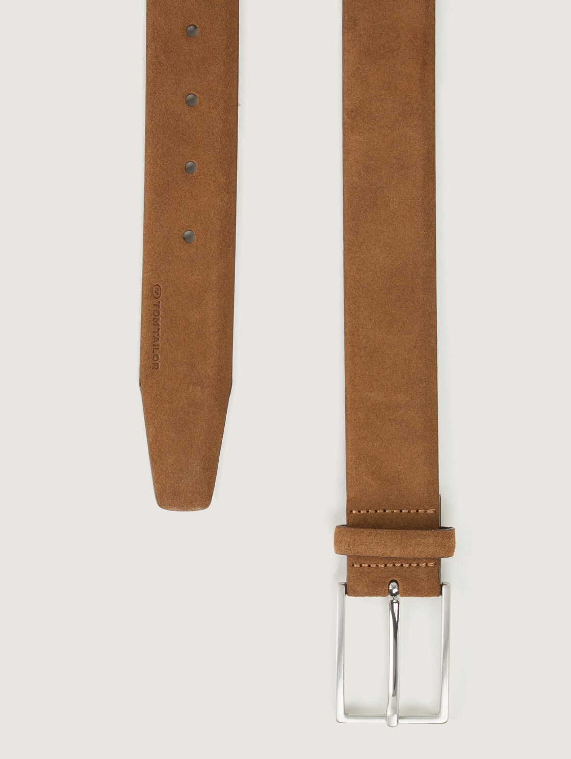 TTLOGAN Velourledergürtel mit eckiger Dornschließe - cognac uni - Produkt-Ansicht von oben 