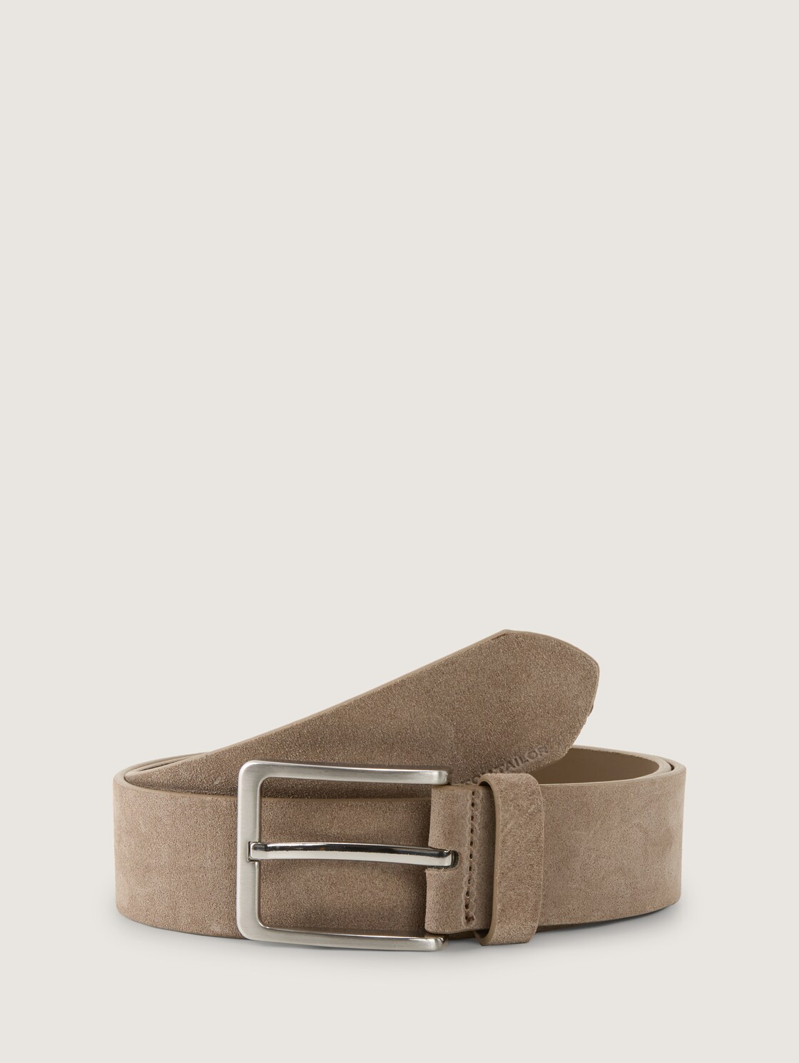 TTGEORGE Velourledergürtel mit eckiger Dornschließe - taupe uni - Vorder-Produkt-Ansicht