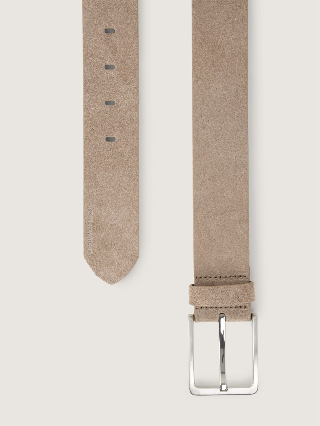 TTGEORGE Velourledergürtel mit eckiger Dornschließe - taupe uni - Produkt-Ansicht von oben 