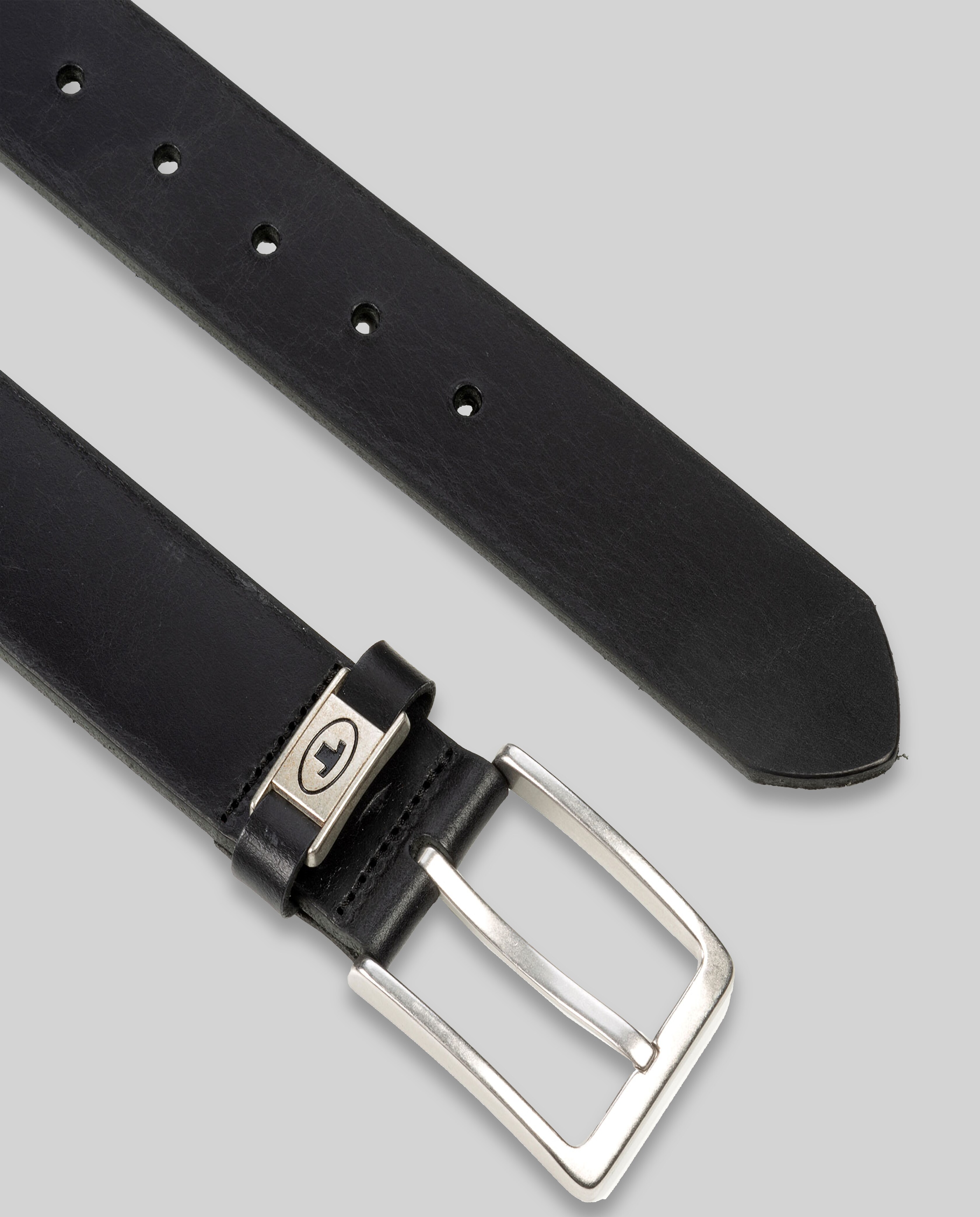 TTCOREY leather belt with square buckle in black by Tom Tailor