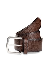 Not Selected, TTROY Leather Belt with Rounded Buckle by , brown