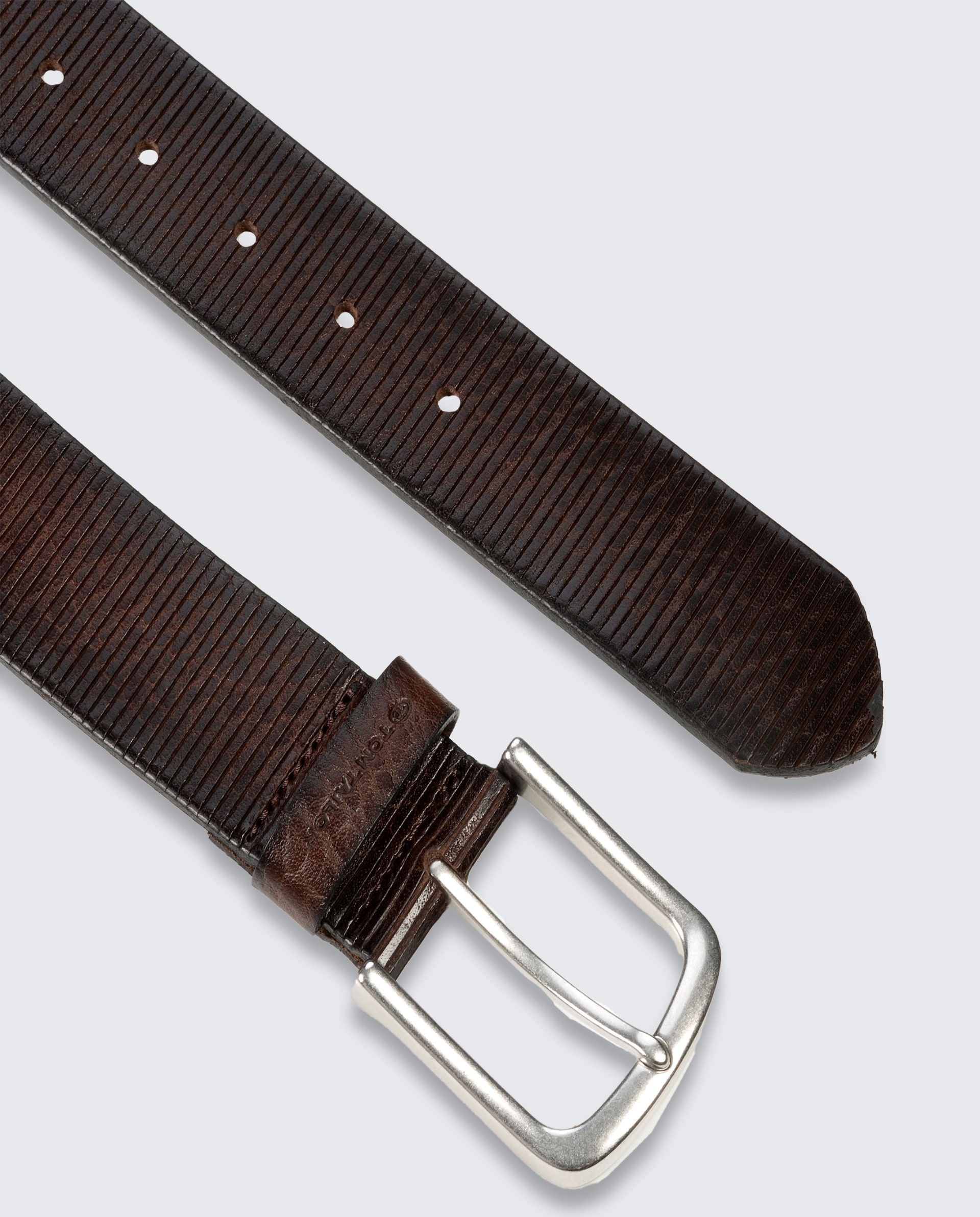 TTROY Ledergürtel mit abgerundeter Dornschließe - dark brown uni - Produkt-Ansicht von oben 