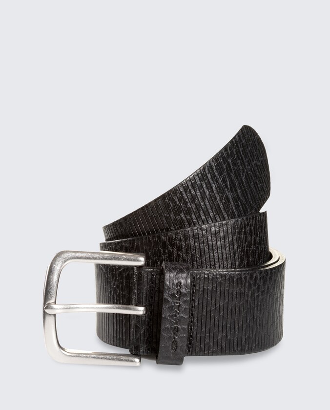 TTROY Leren riem met afgeronde gesp door Men, black uni