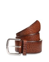 Selected, TTROY Leather Belt with Rounded Buckle by Tom Tailor, brown